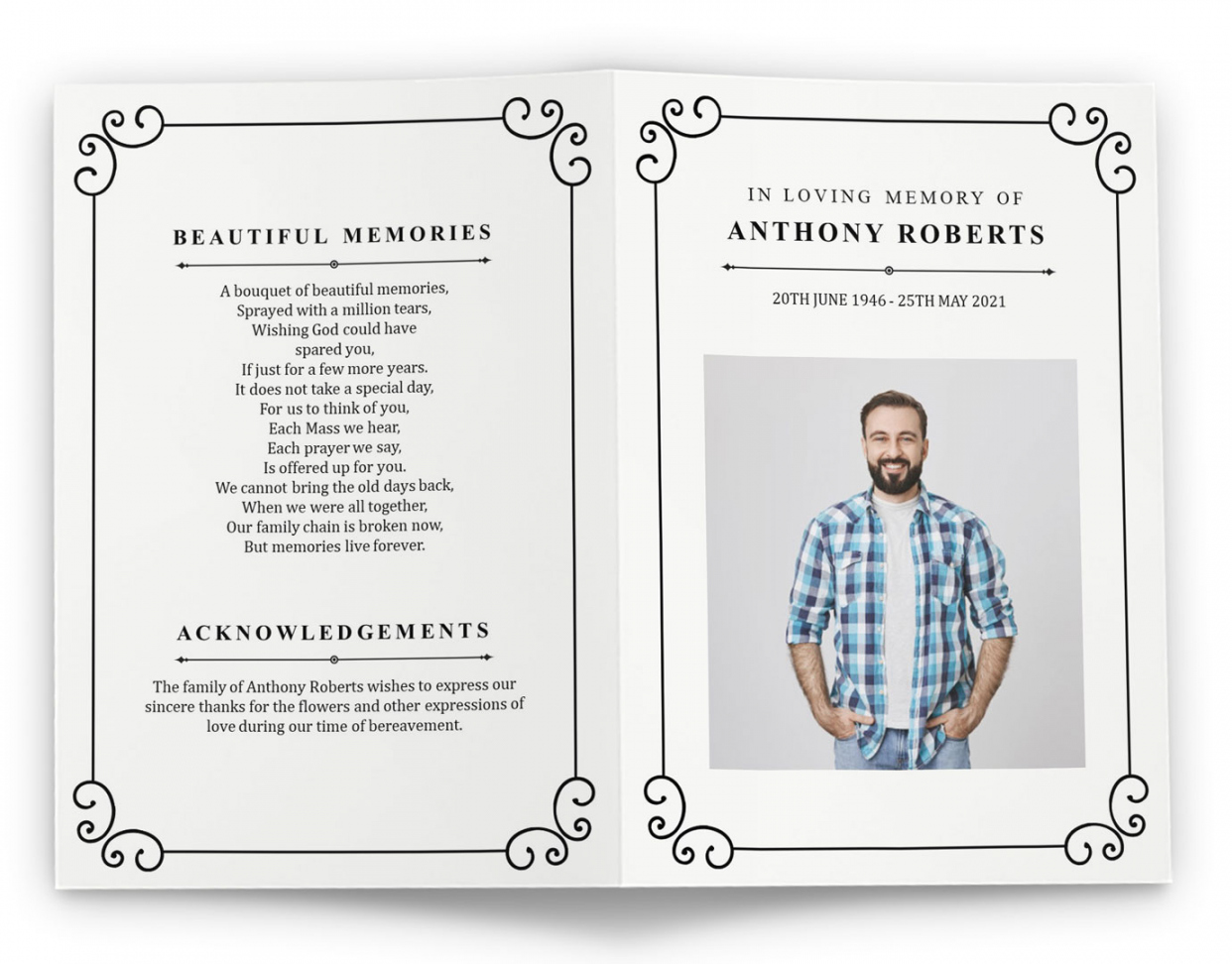 Printable Funeral Program Template for Microsoft Word & PPT