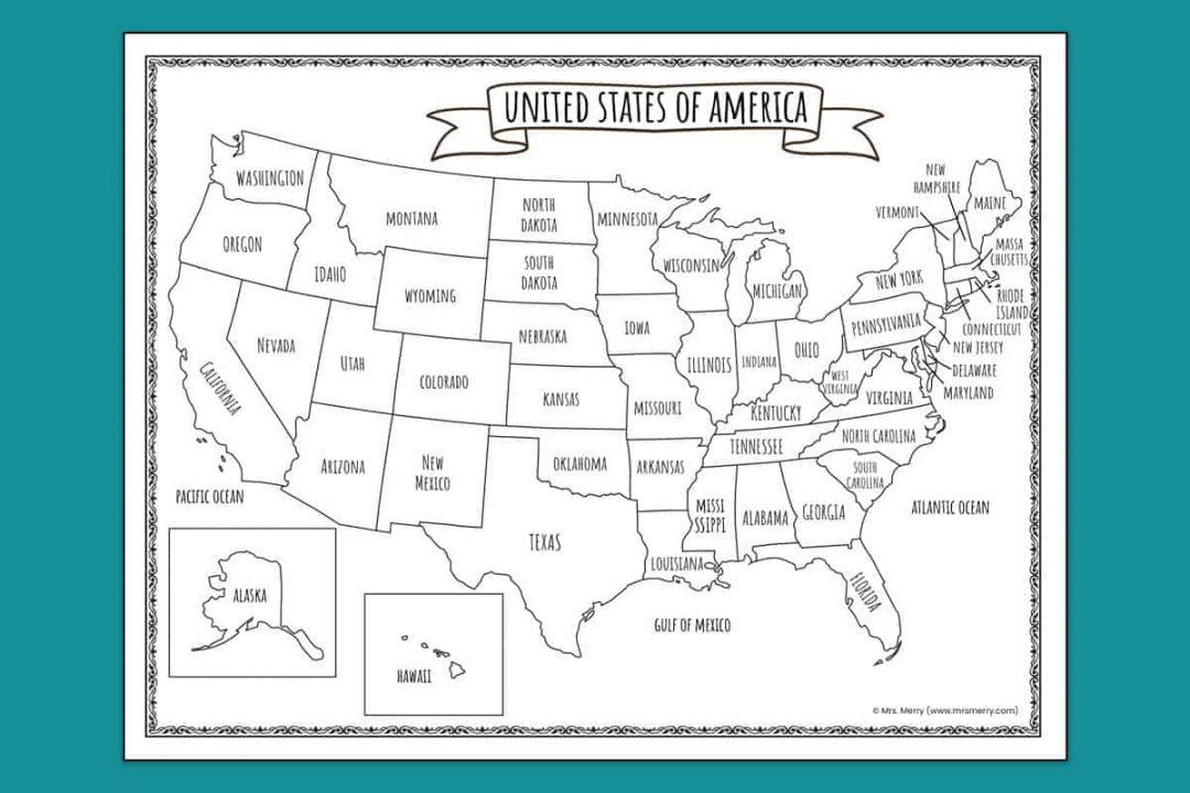 Printable Map of the United States  Mrs