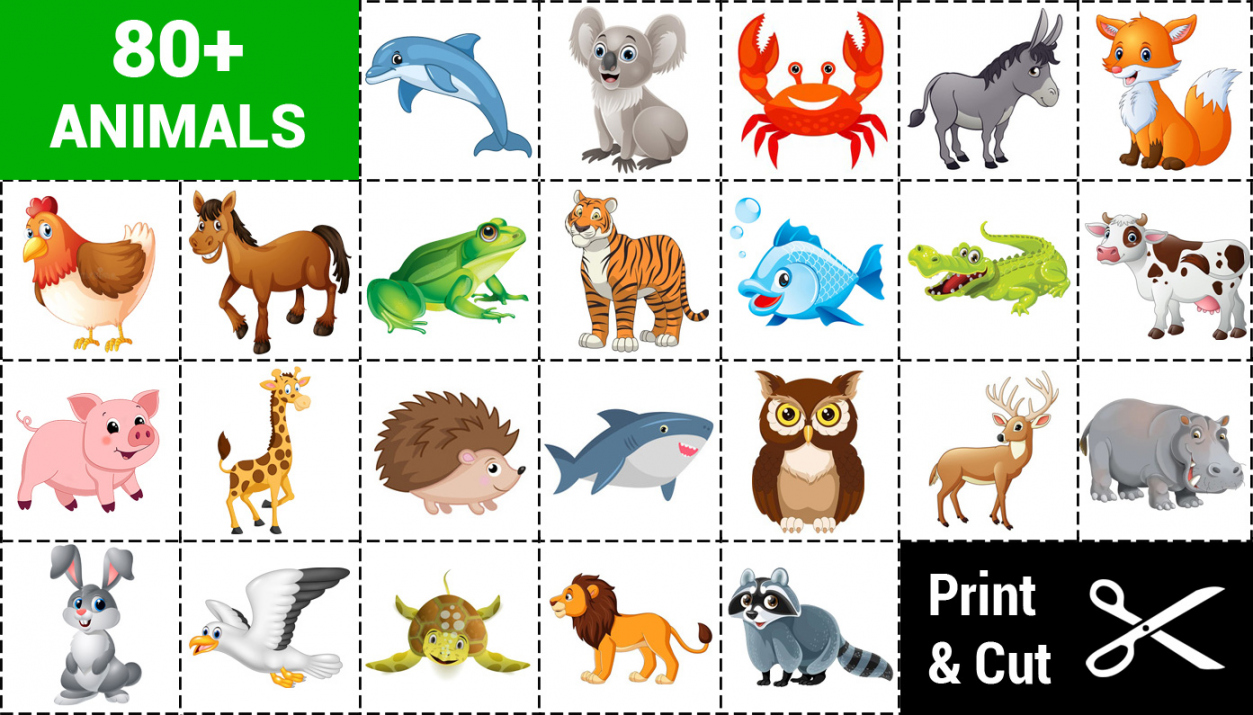 Printable Matching game - Animals Cards - Free  Memozor