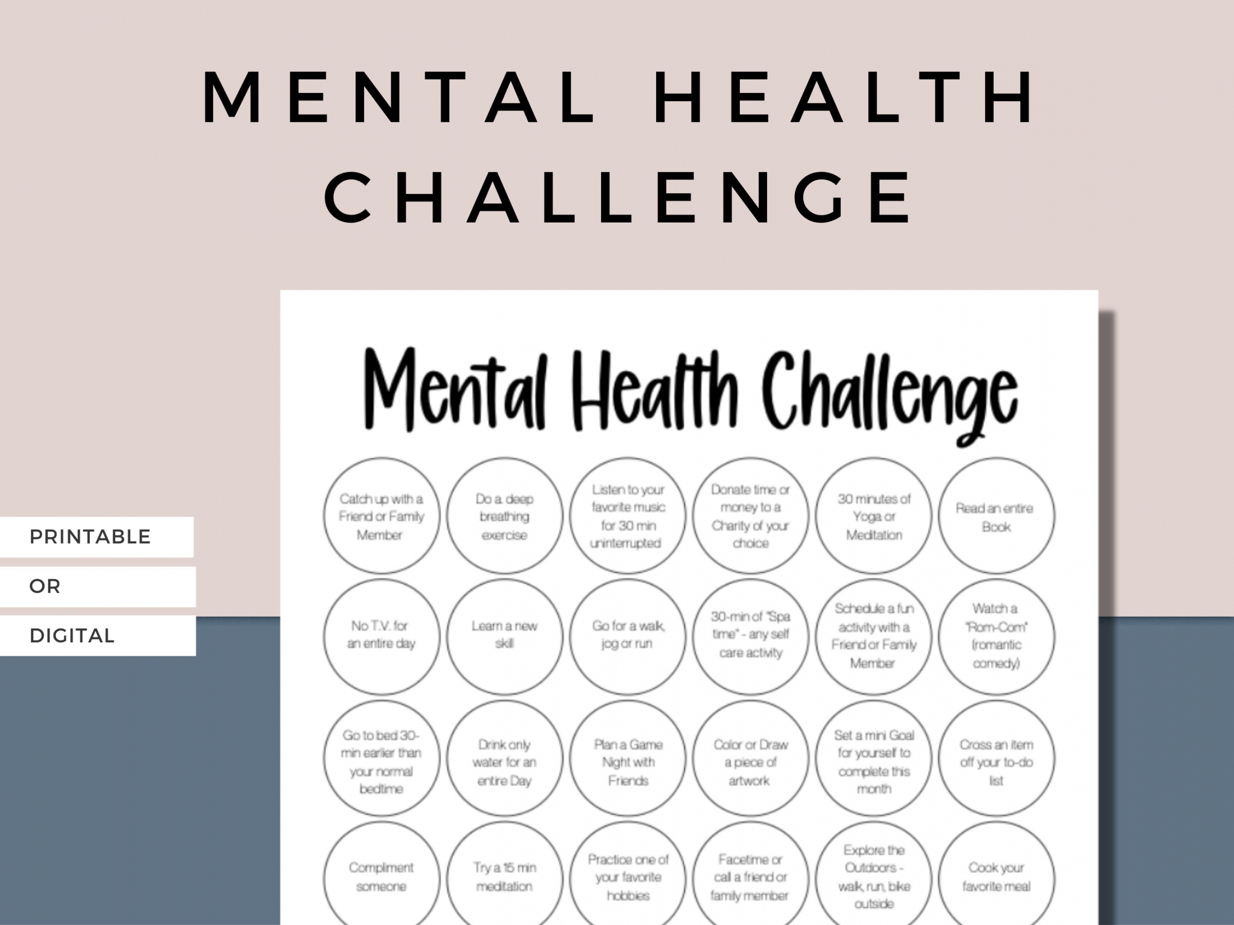 PRINTABLE Mental Health Game Self Care Bingo Mental Health - Etsy
