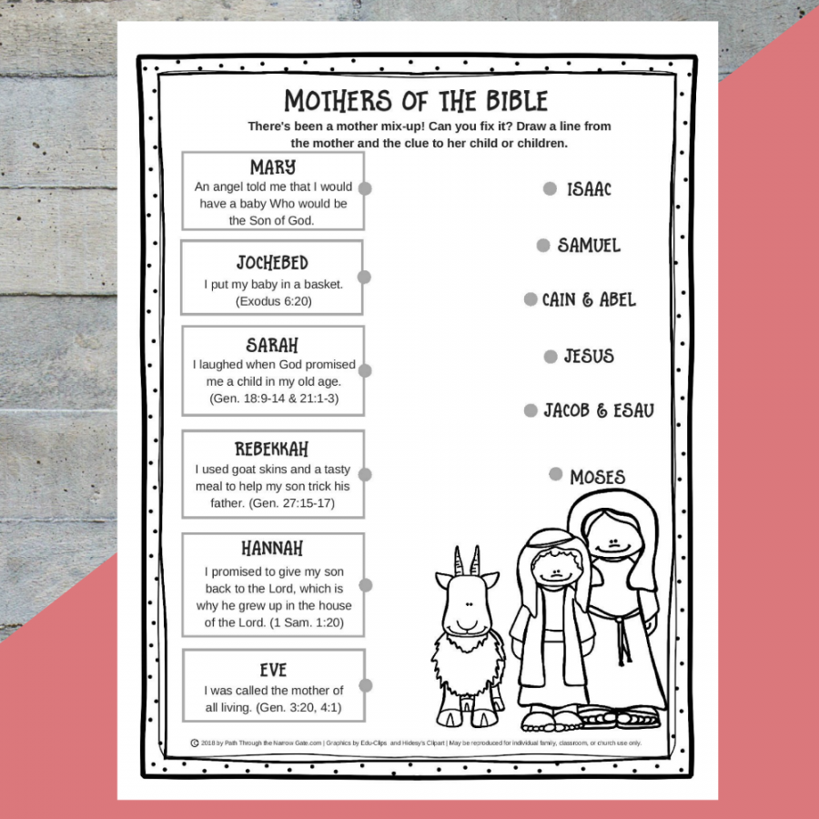 Printable Mothers of the Bible Worksheet - Kids Bible Teacher
