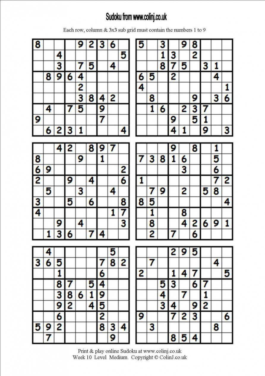 Printable Sudoku Puzzles  Per Page  Printable puzzles, Sudoku