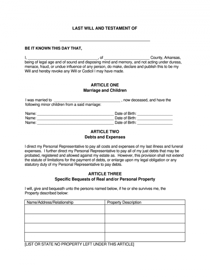 Printable Will Forms - Fill Online, Printable, Fillable, Blank