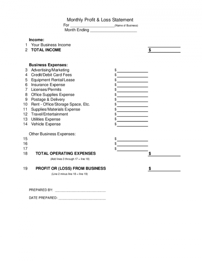Profit And Loss Statement Template - Fill Online, Printable