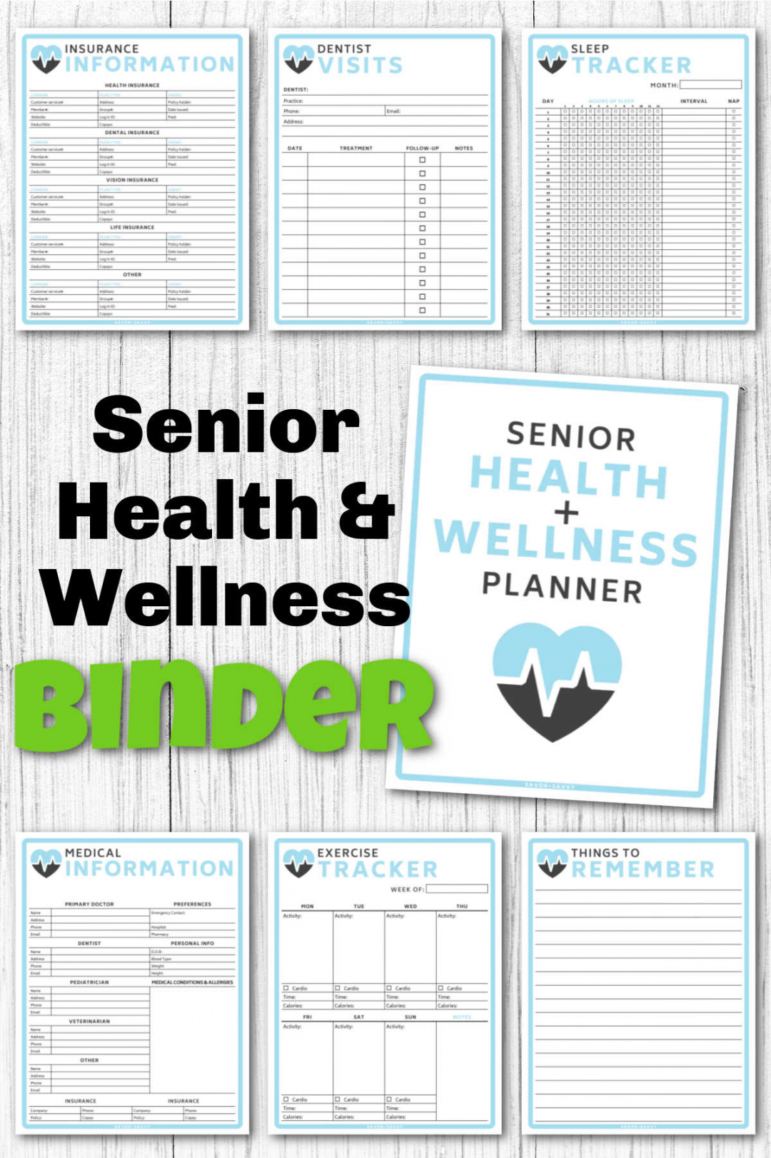 Senior Medical + Wellness Planner Printables  Pages - Savor + Savvy