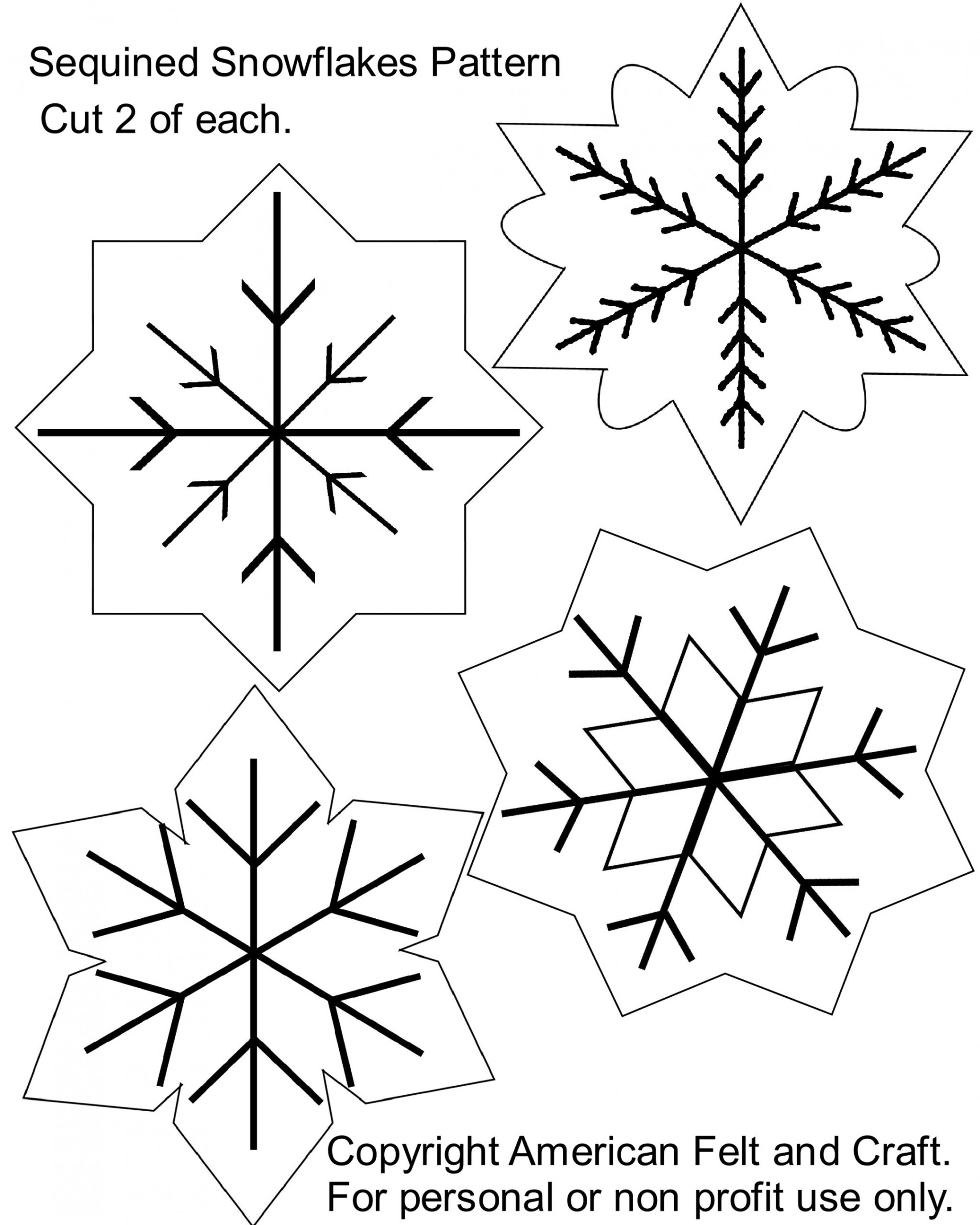 Sequin Snowflakes Felt Christmas Ornament Pattern  ~American Felt