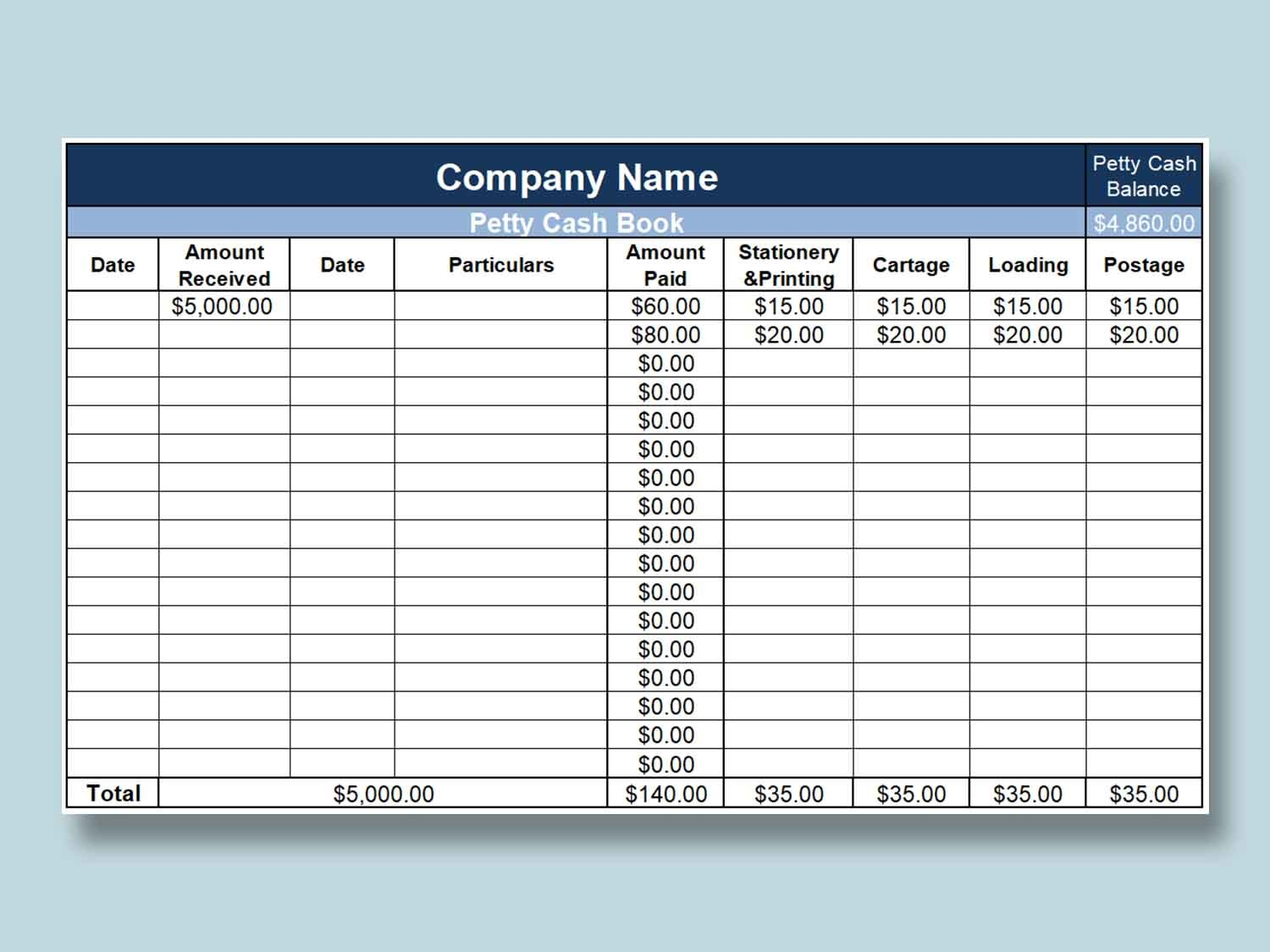 10 Most Popular Petty Cash Template Excel | Wps Office Academy regarding Free Cash Book Template Printable