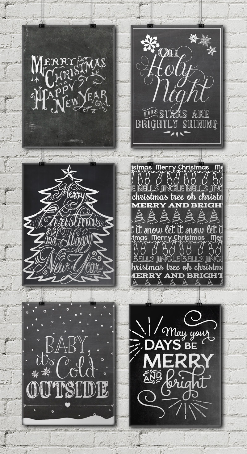 12 Free Christmas Chalkboard Printables • Little Gold Pixel inside Free Chalkboard Printables