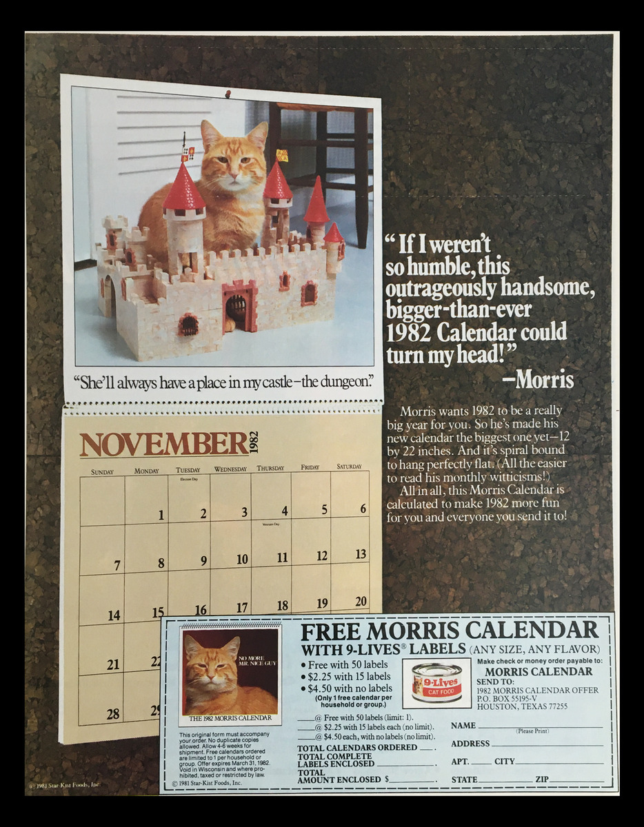 1981 9-Lives Cat Food Morris Calendar Circular Coupon pertaining to Free Printable 9 Lives Cat Food Coupons