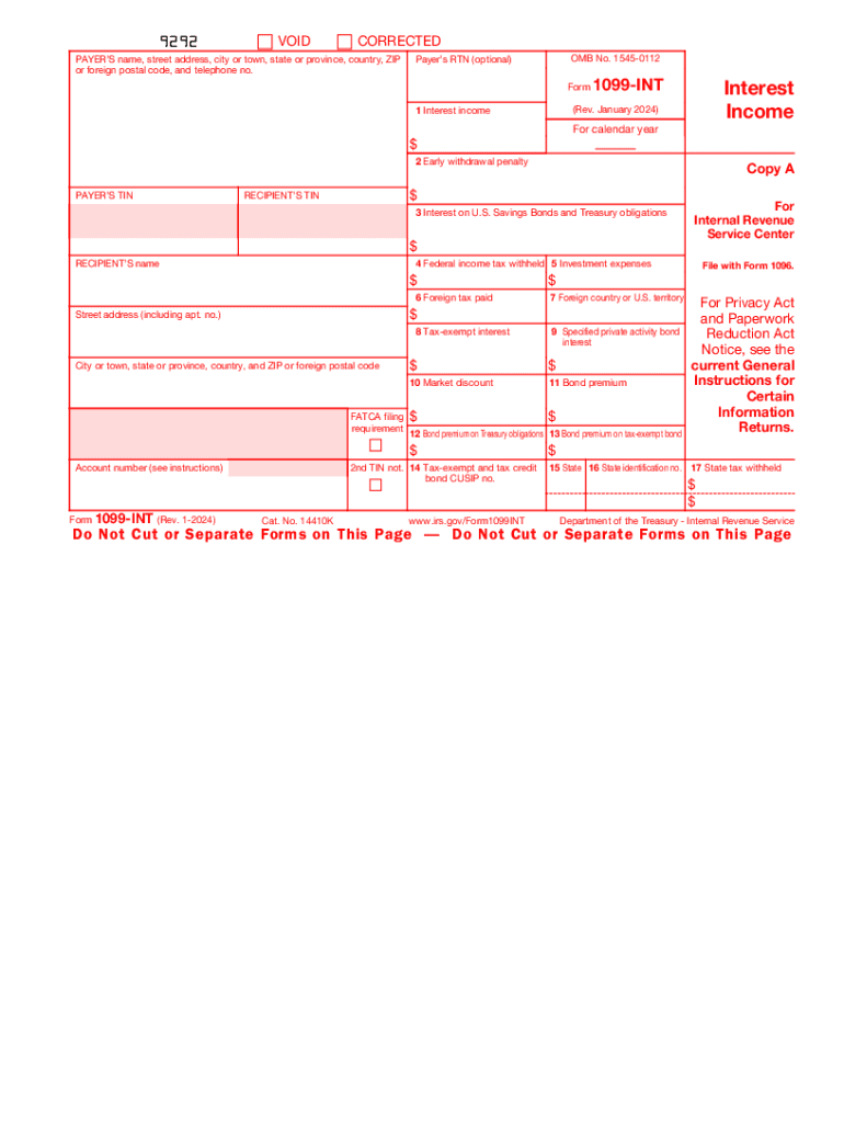 2024 Form Irs 1099-Int Fill Online, Printable, Fillable, Blank intended for Free Printable 1096 Form 2025