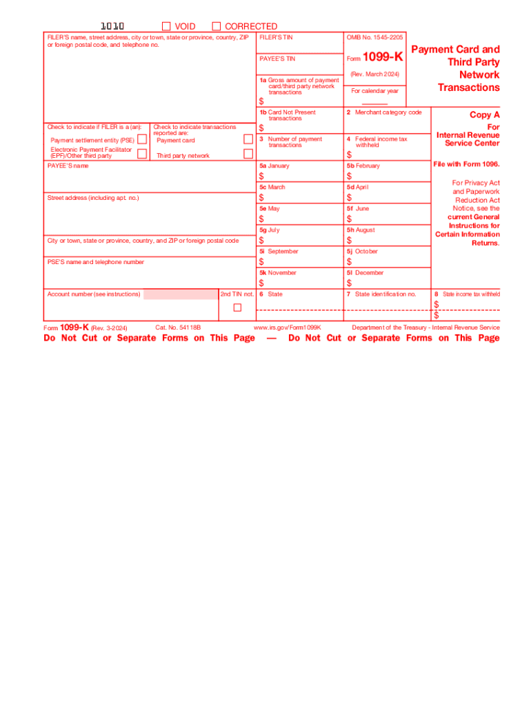 2024 Form Irs 1099-K Fill Online, Printable, Fillable, Blank regarding Free Printable 1099 Form 2025