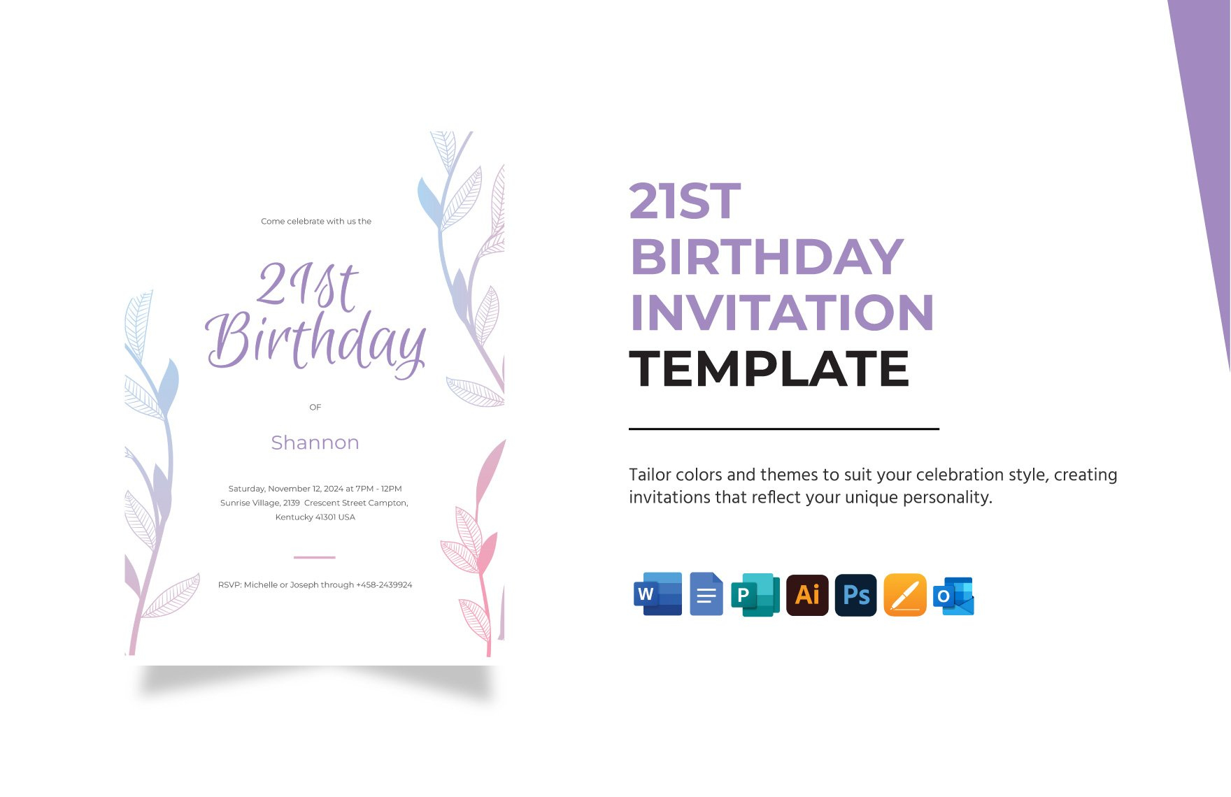 21St Birthday Invitation Template In Word, Publisher, Illustrator inside 21St Birthday Invitation Templates Free Printable