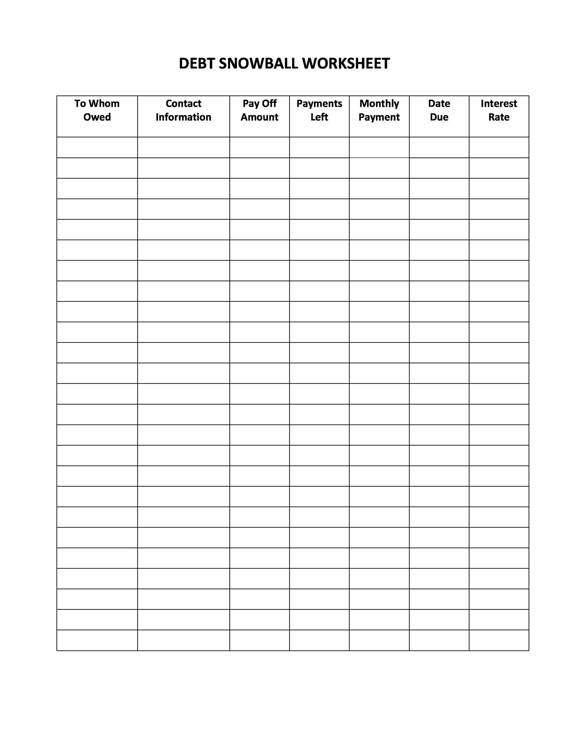 38 Debt Snowball Spreadsheets, Forms &amp;amp; Calculators ❄❄❄ for Debt Snowball Worksheet Free Printable