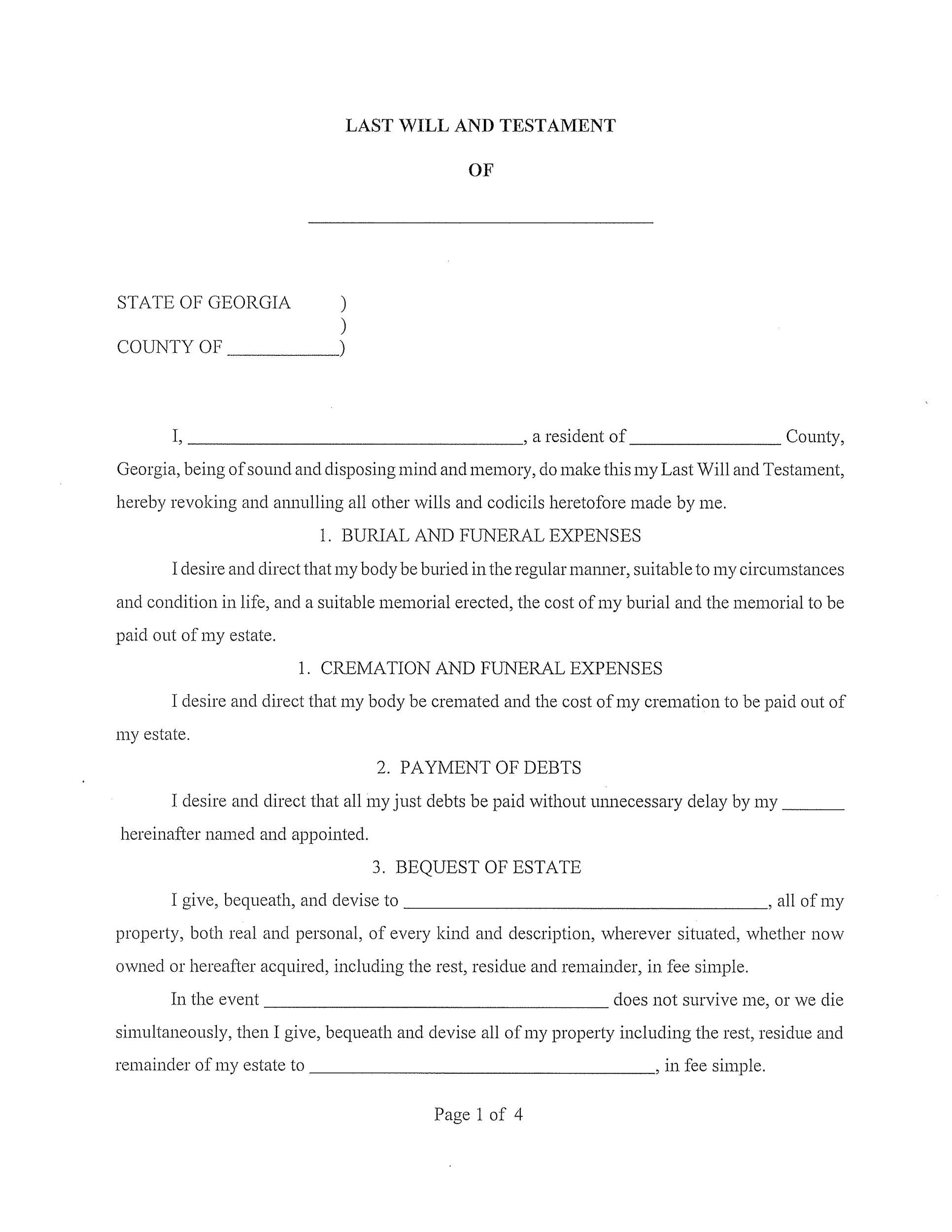 39 Last Will And Testament Forms &amp;amp; Templates ᐅ Templatelab for Free Printable Basic Will