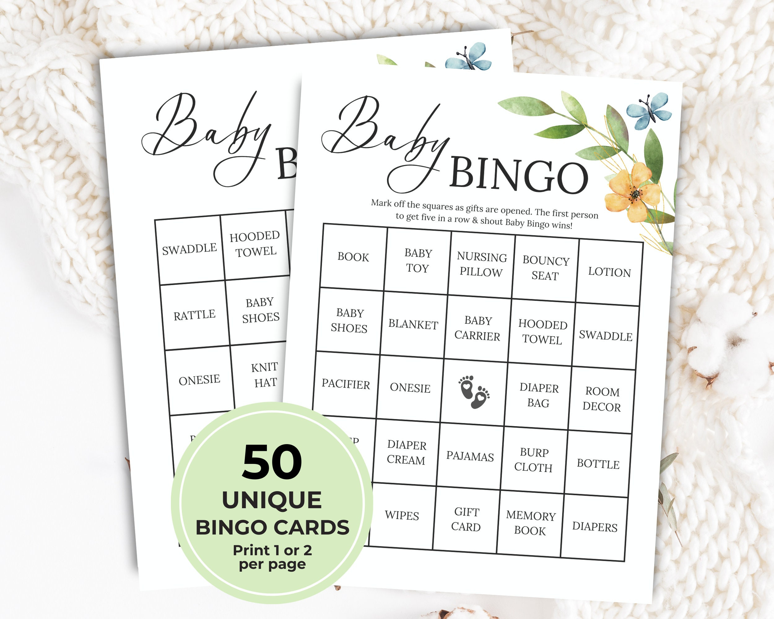 50 Baby Shower Bingo Game Cards, Printable Baby Bingo Game, Baby throughout Free Printable Baby Shower Bingo for 50 People