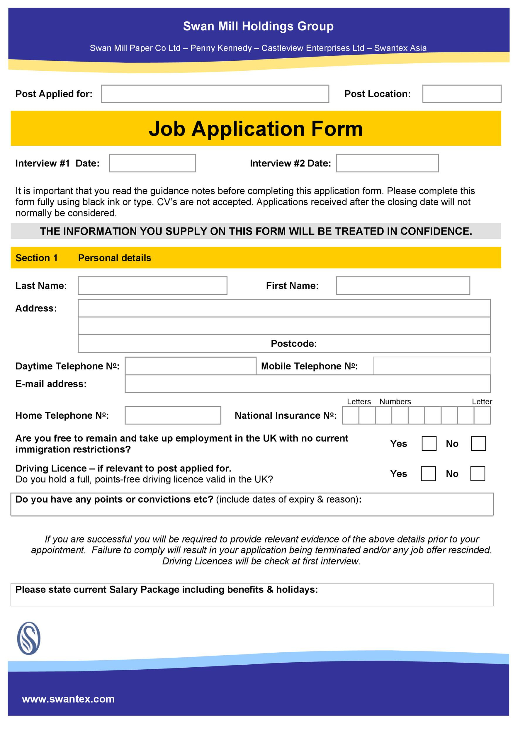 50 Free Employment / Job Application Form Templates [Printable] ᐅ regarding Free Online Printable Applications