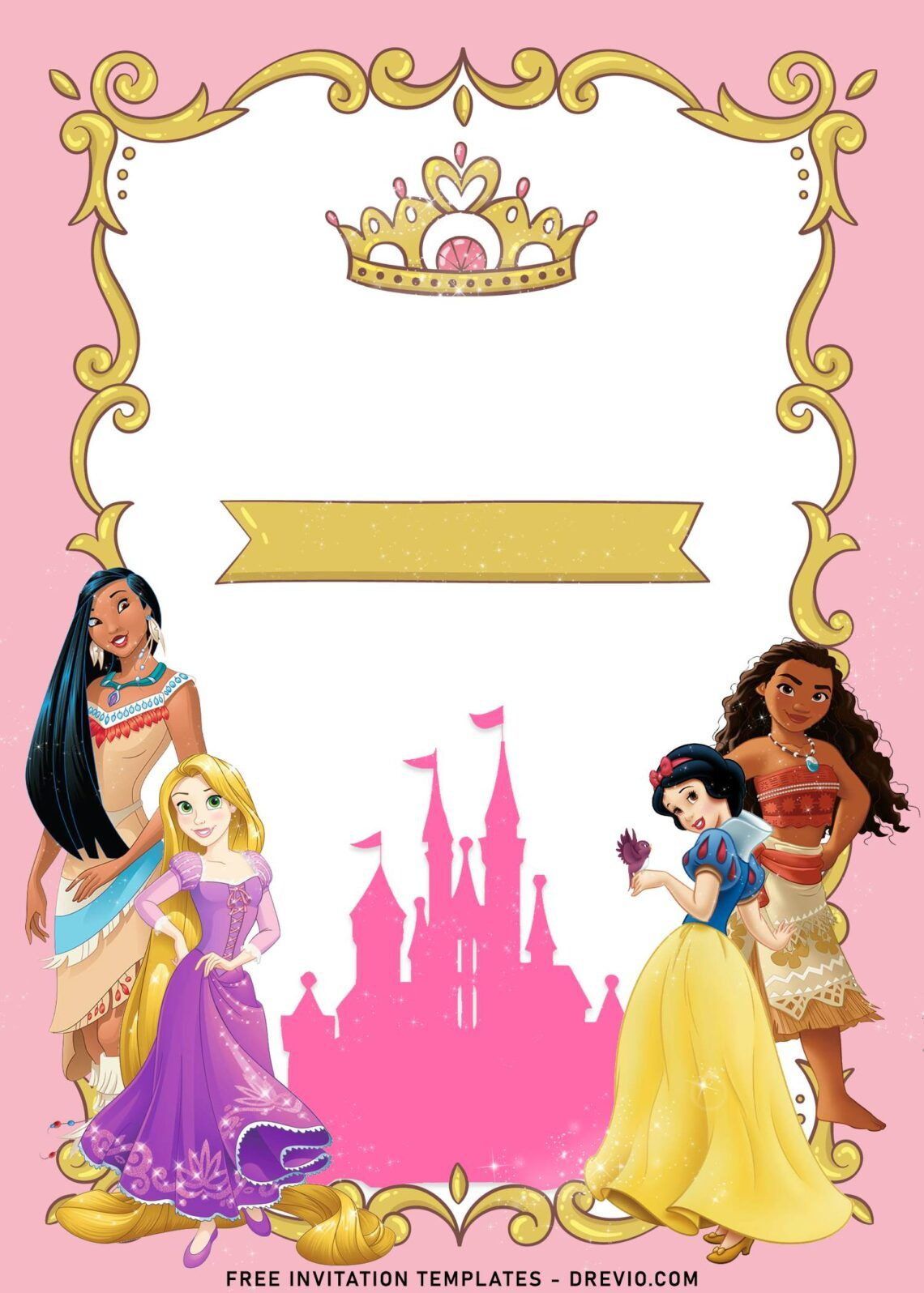 7+ Vintage Disney Princess Birthday Invitation Templates | Disney with Disney Princess Birthday Invitations Free Printable