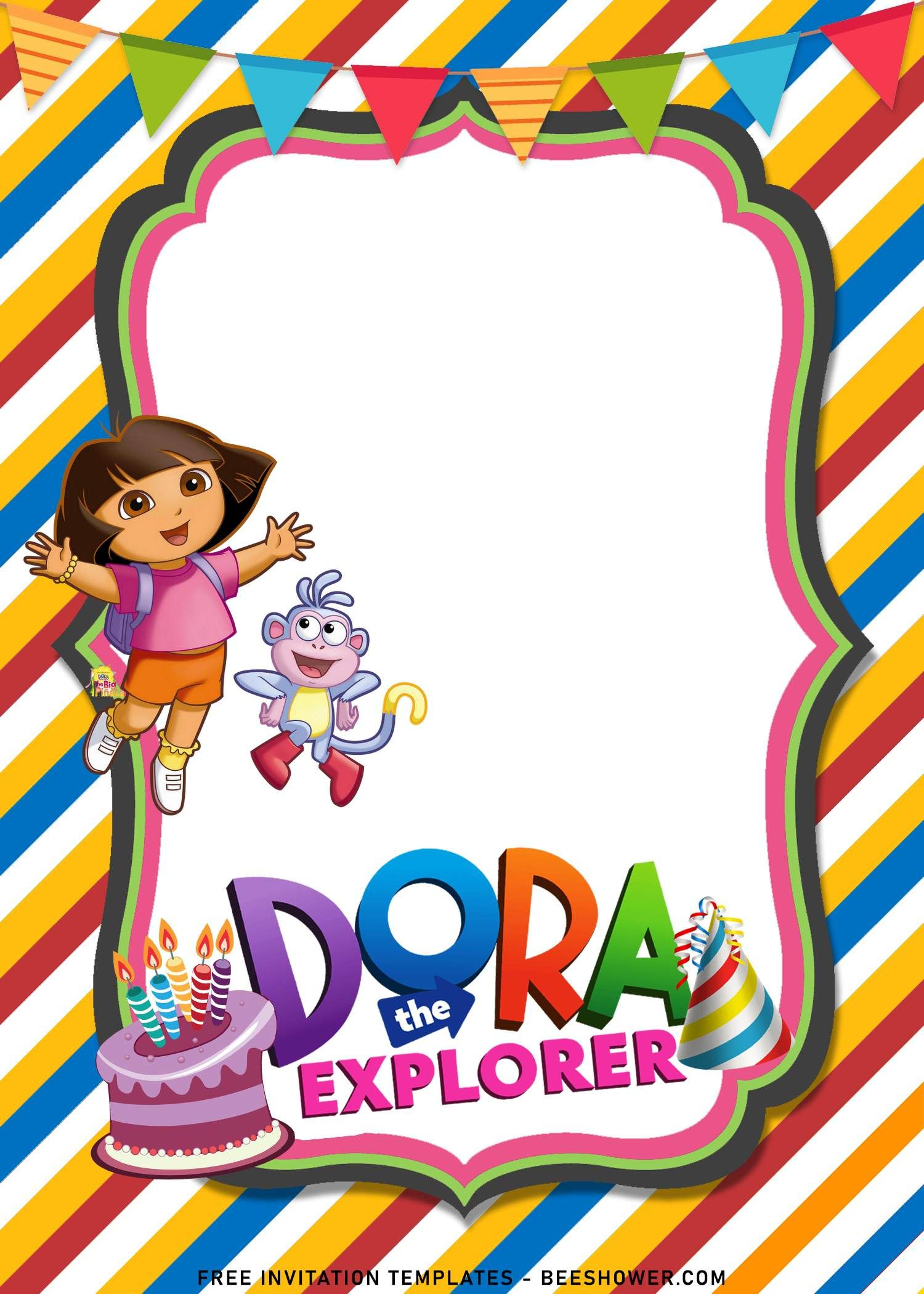 8+ Dora The Explorer Birthday Invitation Templates For Your Kid&amp;#039;S with regard to Dora Birthday Cards Free Printable