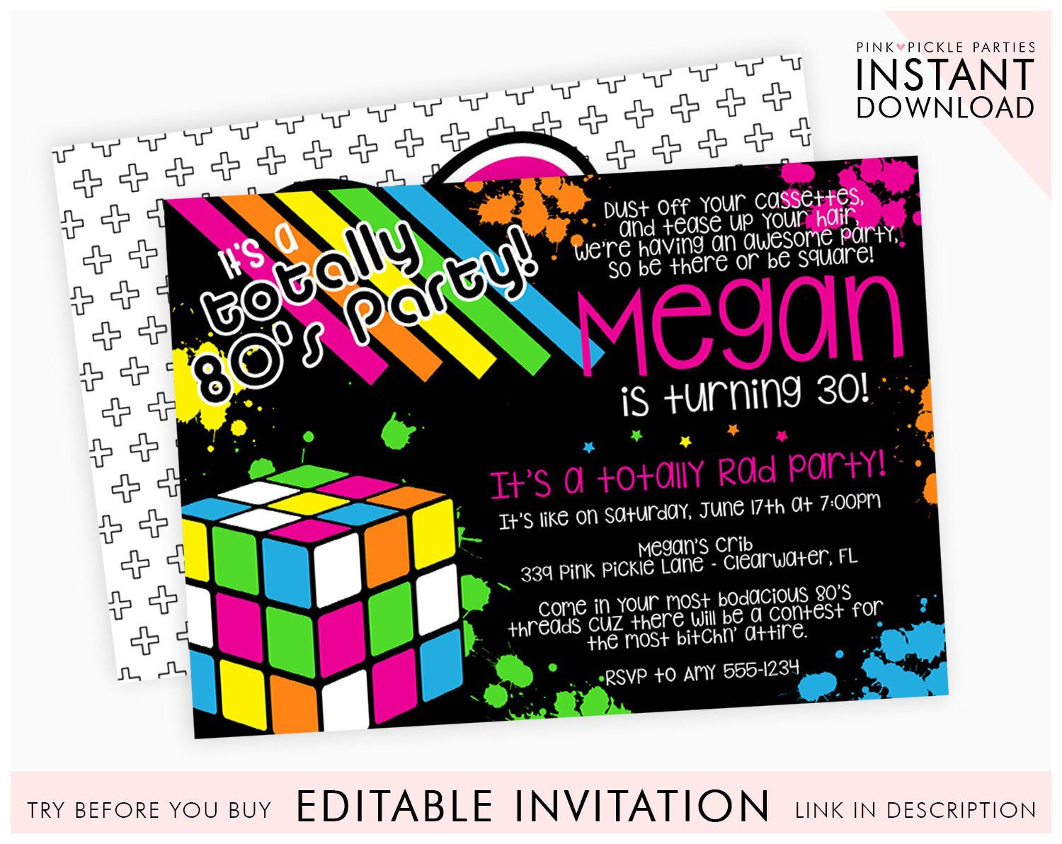 80S Themed Invitations, 80S Birthday Party Invitation Template for Free Printable 80S Birthday Party Invitations