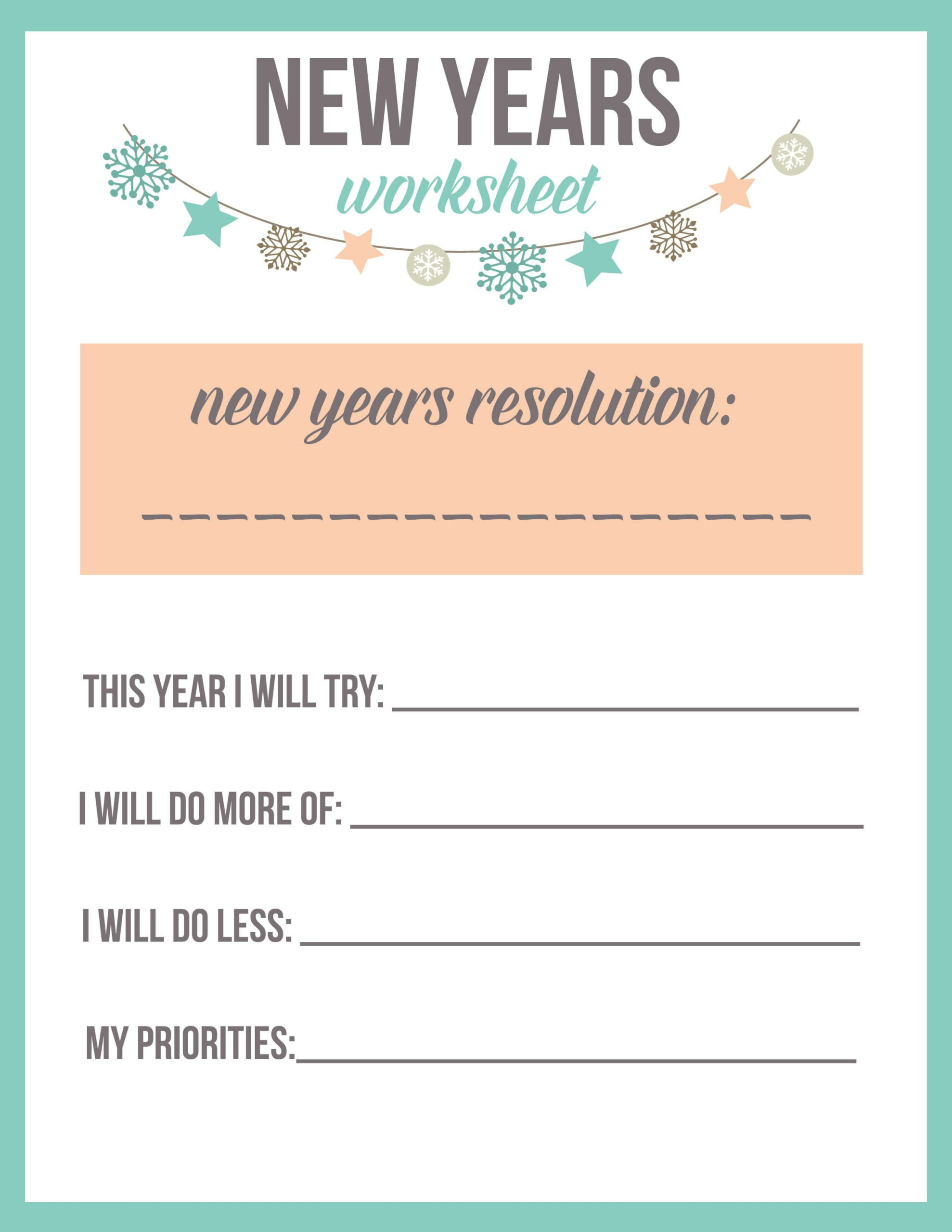 Achieve Your New Year&amp;#039;S Resolutions With This Helpful Worksheet throughout Free New Year&amp;#039;S Resolution Printables