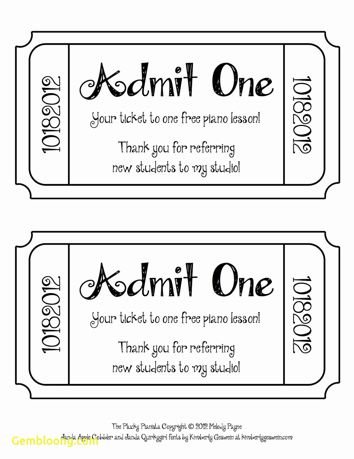 Admit One Ticket Template Free Printable - Printable Templates Free for Free Printable Admission Ticket Template