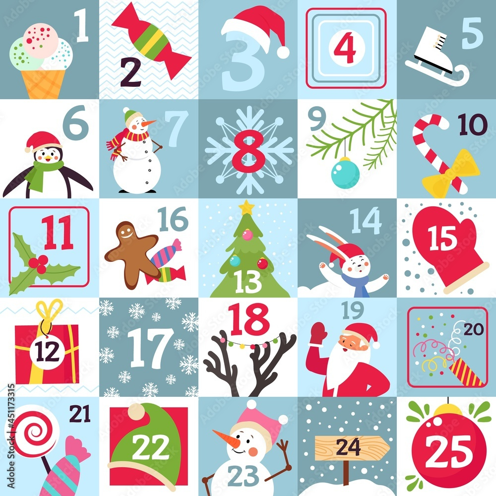 Advent Calendar. Printable Christmas Gift, Countdown Day Numbers pertaining to Free Printable Advent Numbers