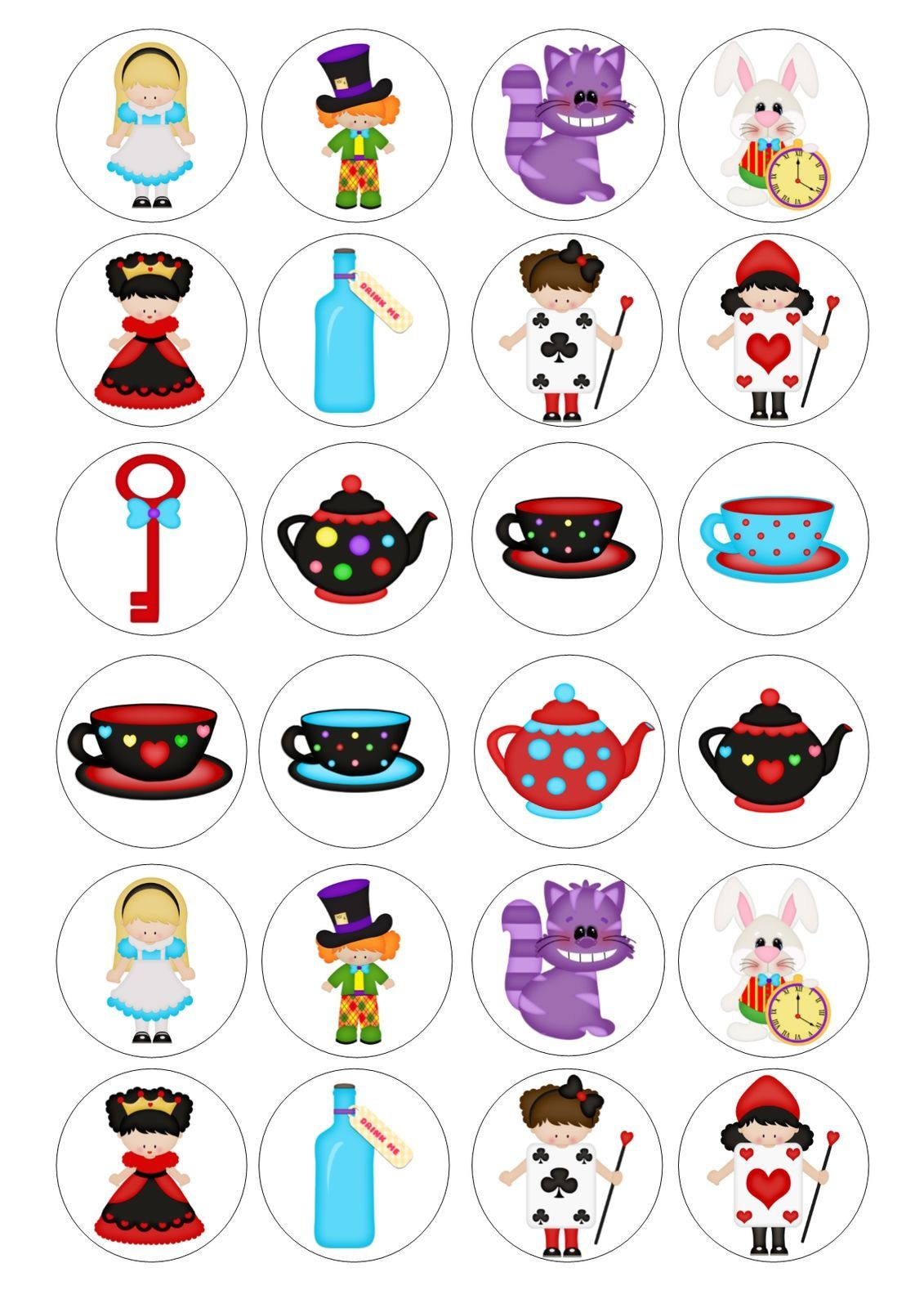 Alice In Wonderland Tea Party Cupcake Toppers pertaining to Alice in Wonderland Cupcake Toppers Free Printable