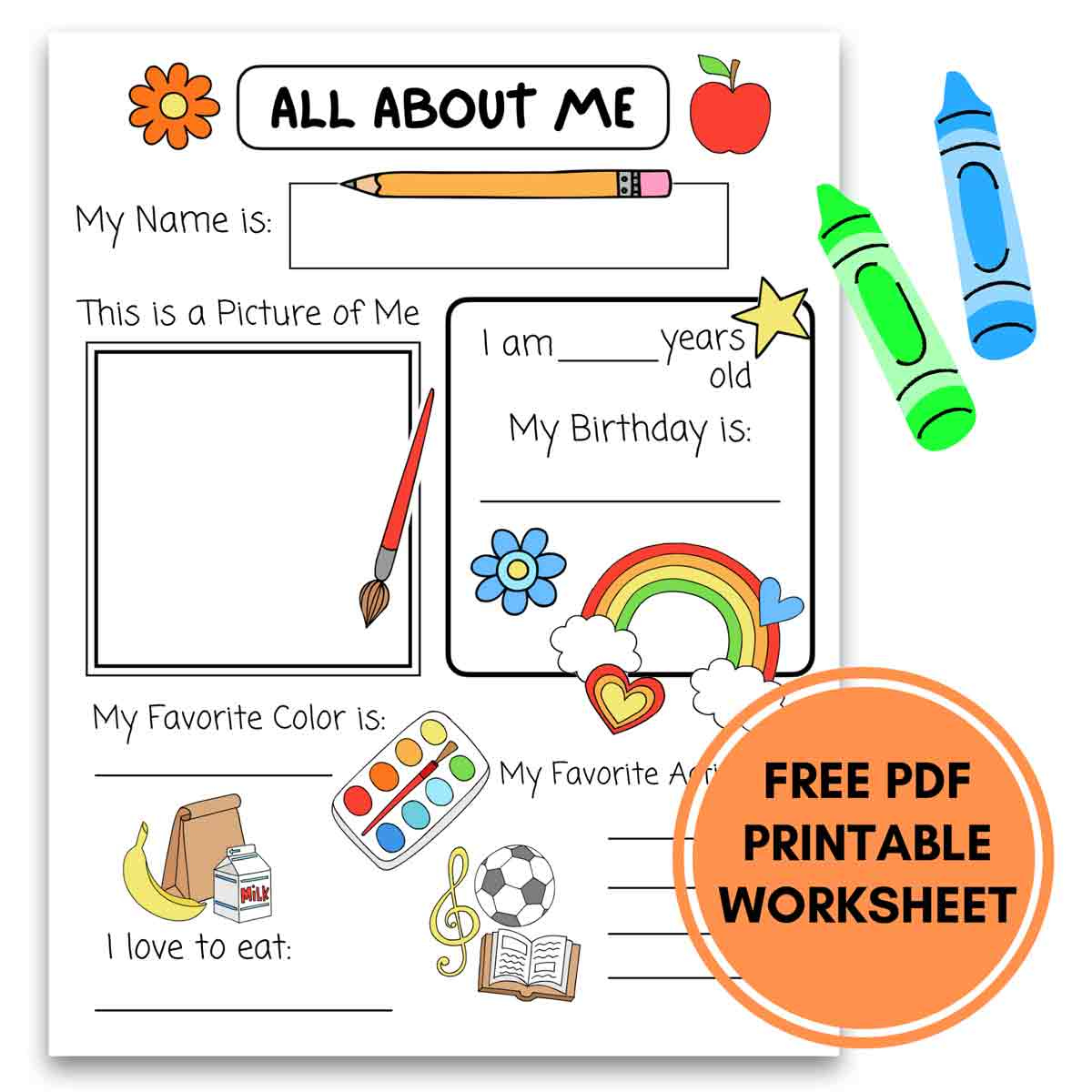 All About Me Printable Preschool Worksheet (Free Pdf) - Mindymakes throughout Free Printable All About Me Worksheet