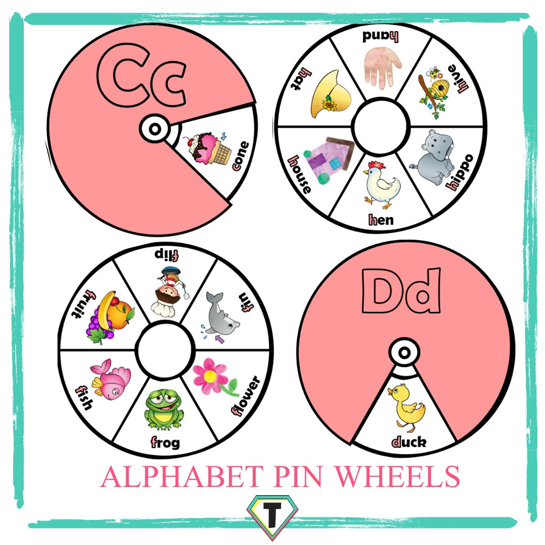 Alphabet Pin Wheels - The Teacher Hero throughout Free Printable Alphabet Wheels