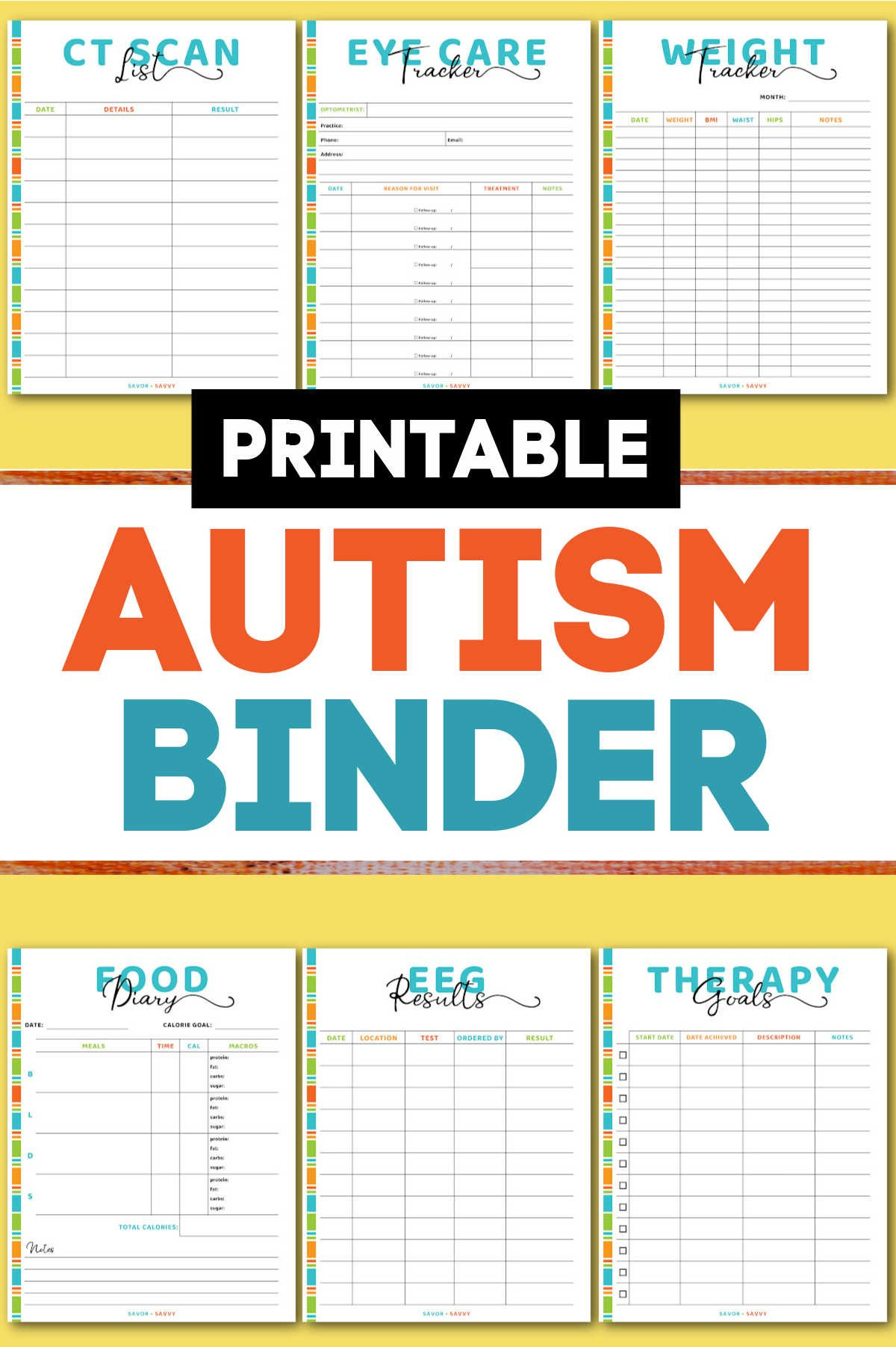 Autism Binder Printables {65 Pages} - Savor + Savvy intended for Free Printable Autism Worksheets