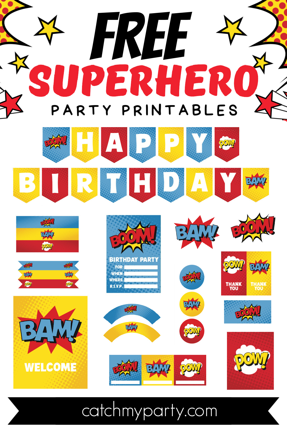 Awesome Superhero Party Printables (Free Download)! | Catch My Party regarding Free Party Printables