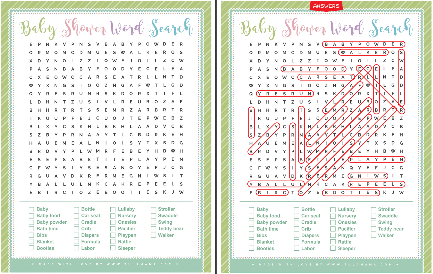 Baby Shower Word Search With Answer Key - Tulamama inside Free Printable Baby Shower Word Search