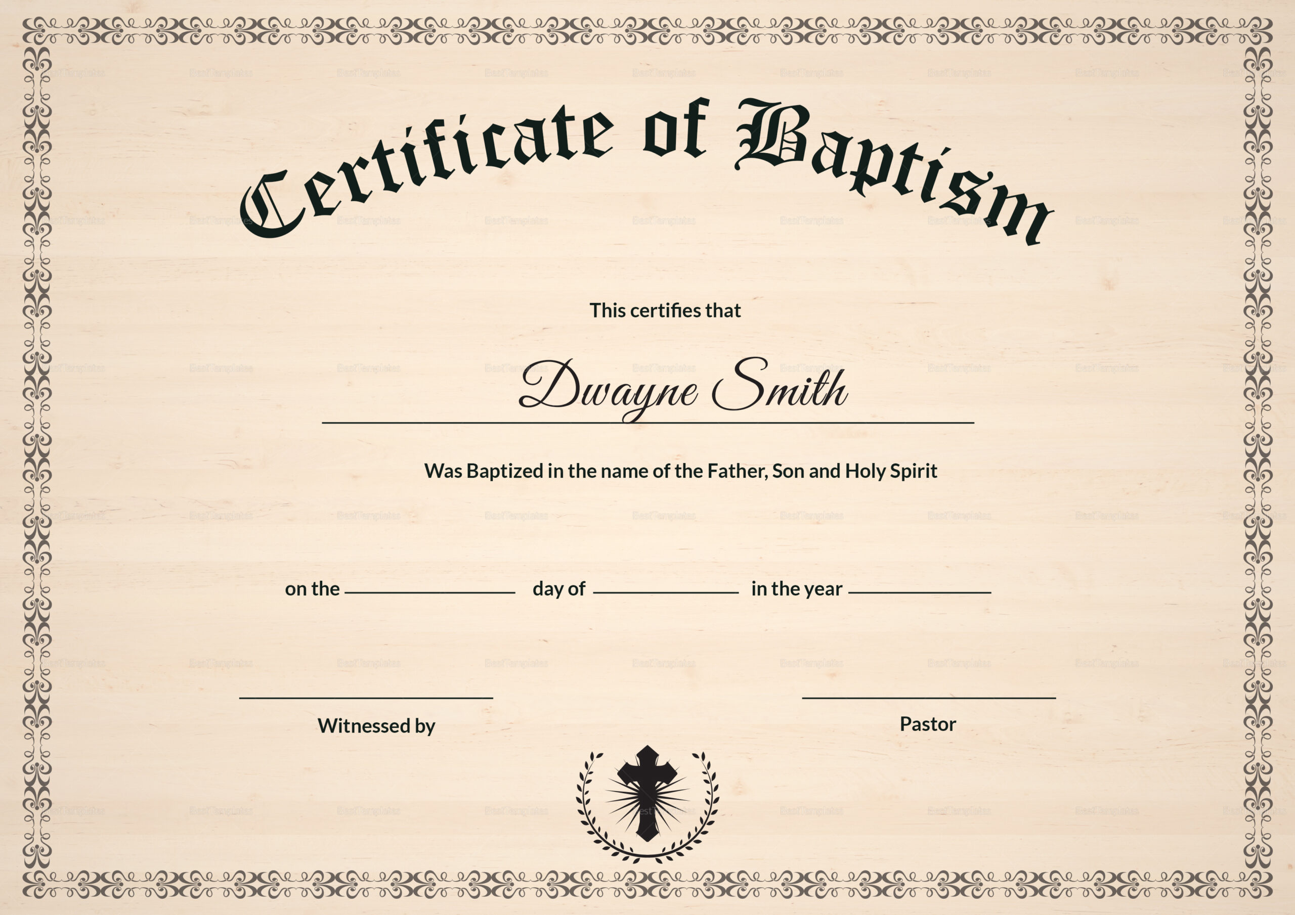 Baptism Certificate Design Template In Psd, Word with Free Online Printable Baptism Certificates