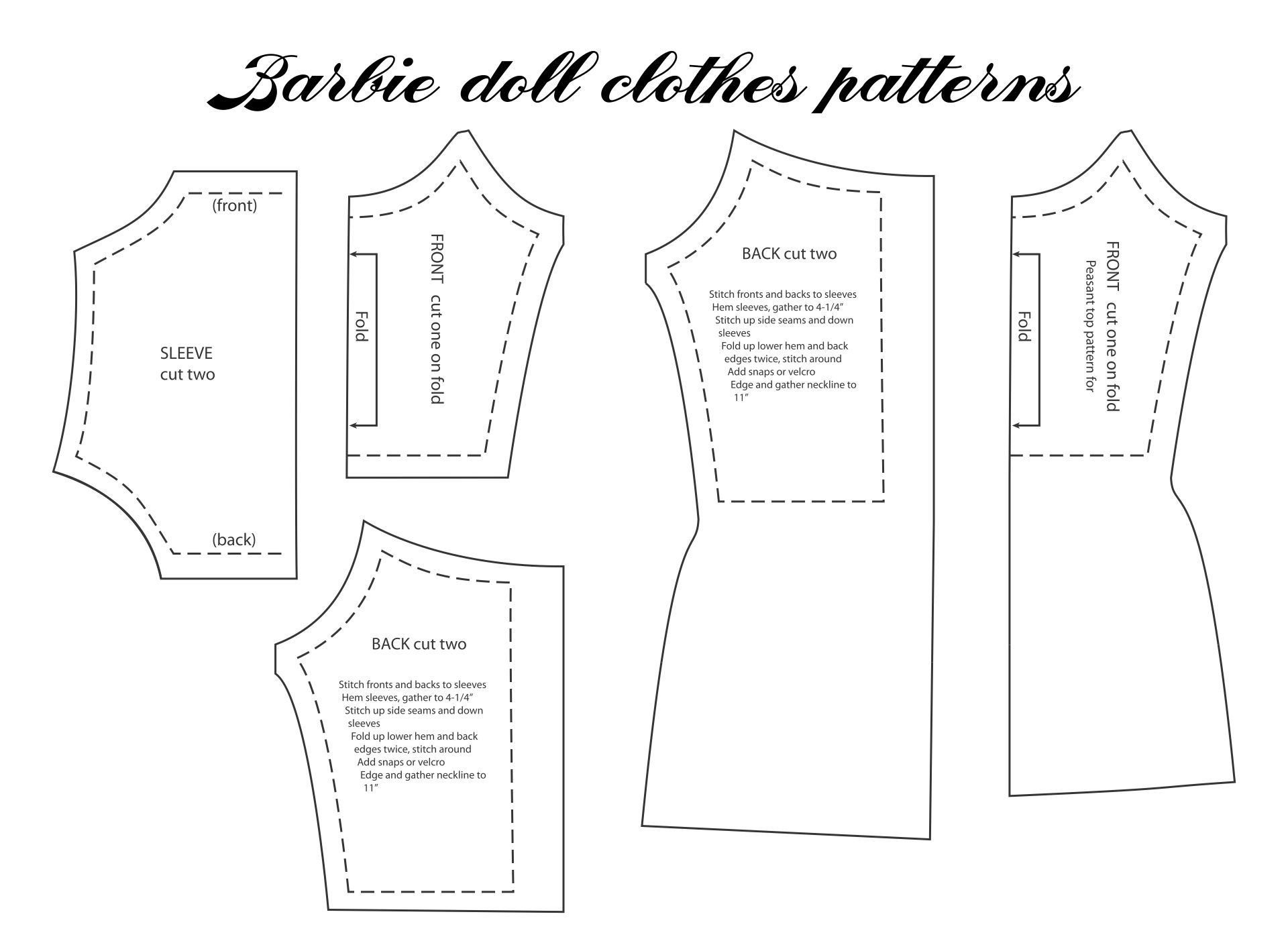 Barbie Clothes Patterns - Diy Sewing Templates for Free Printable Barbie Doll Sewing Patterns Template