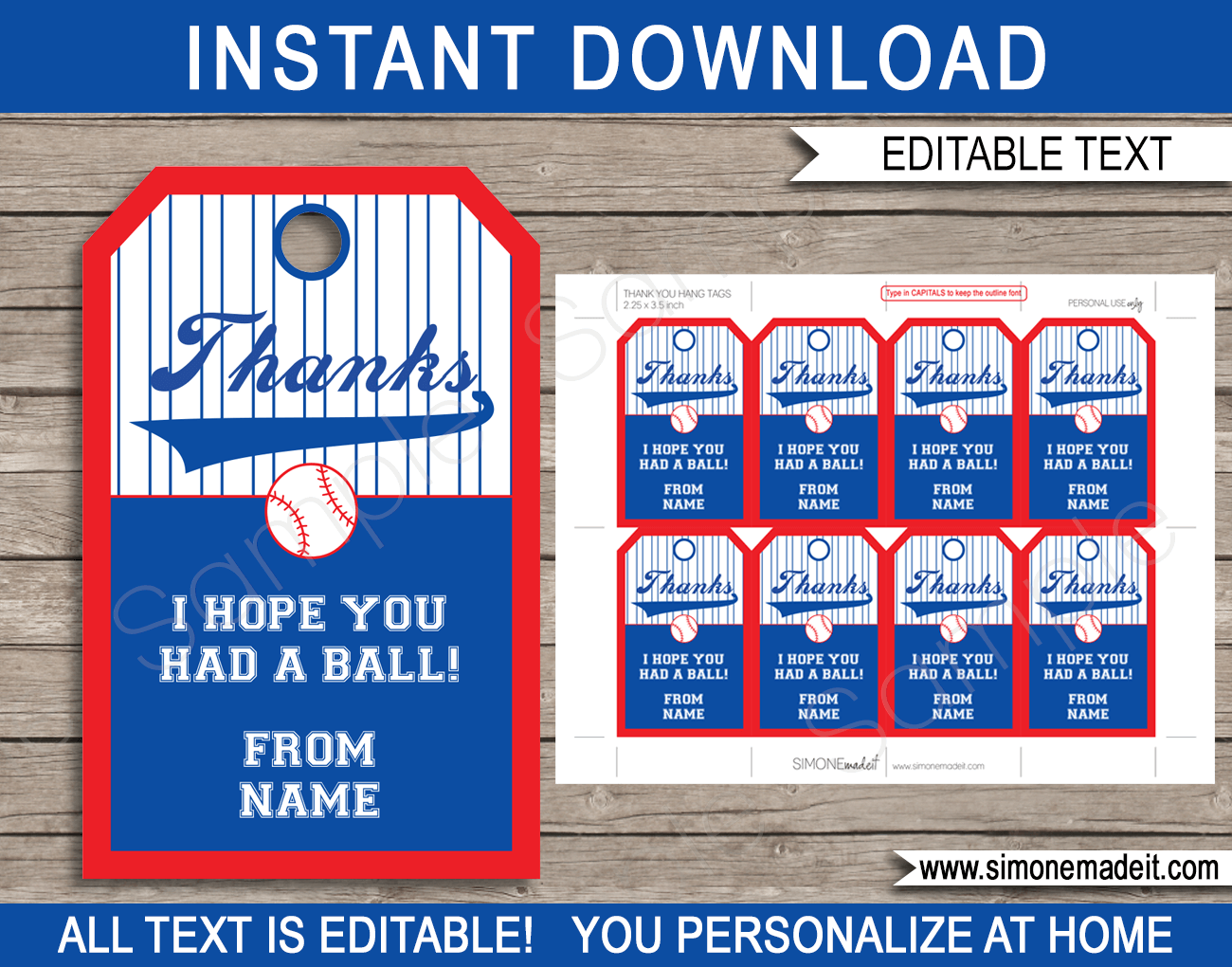 Baseball Party Favor Tags Template with Free Printable Baseball Favor Tags