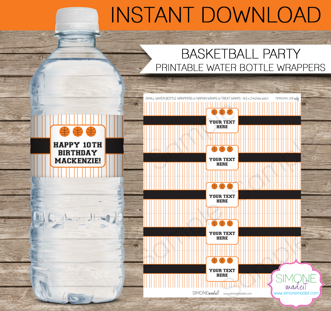 Basketball Party Water Bottle Labels Template in Free Printable Basketball Labels