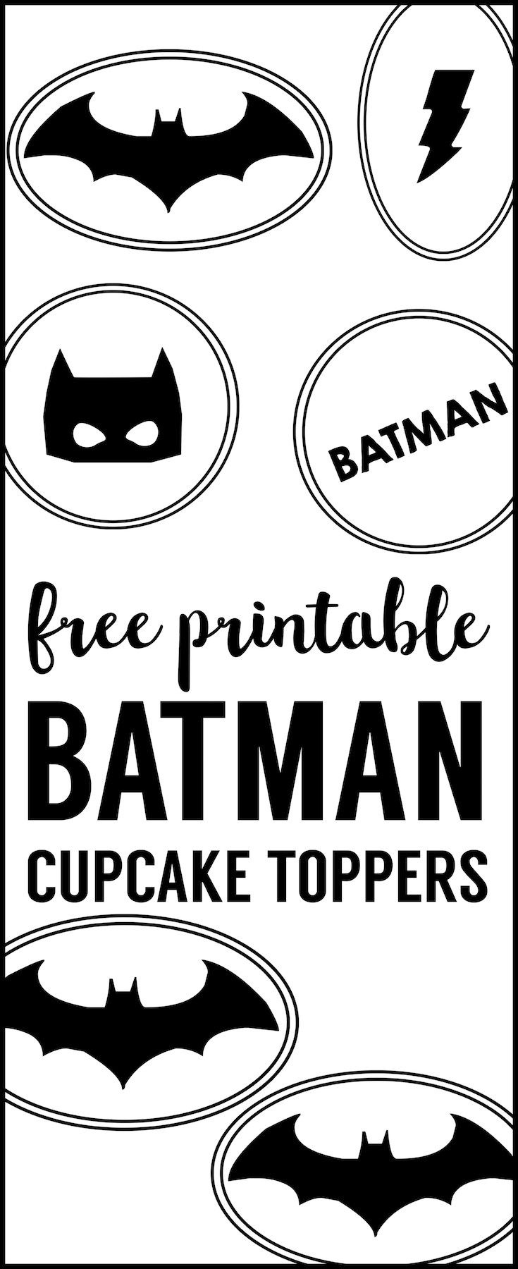 Batman Cupcake Topper Printables - Paper Trail Design | Batman with Batman Cupcake Toppers Free Printable