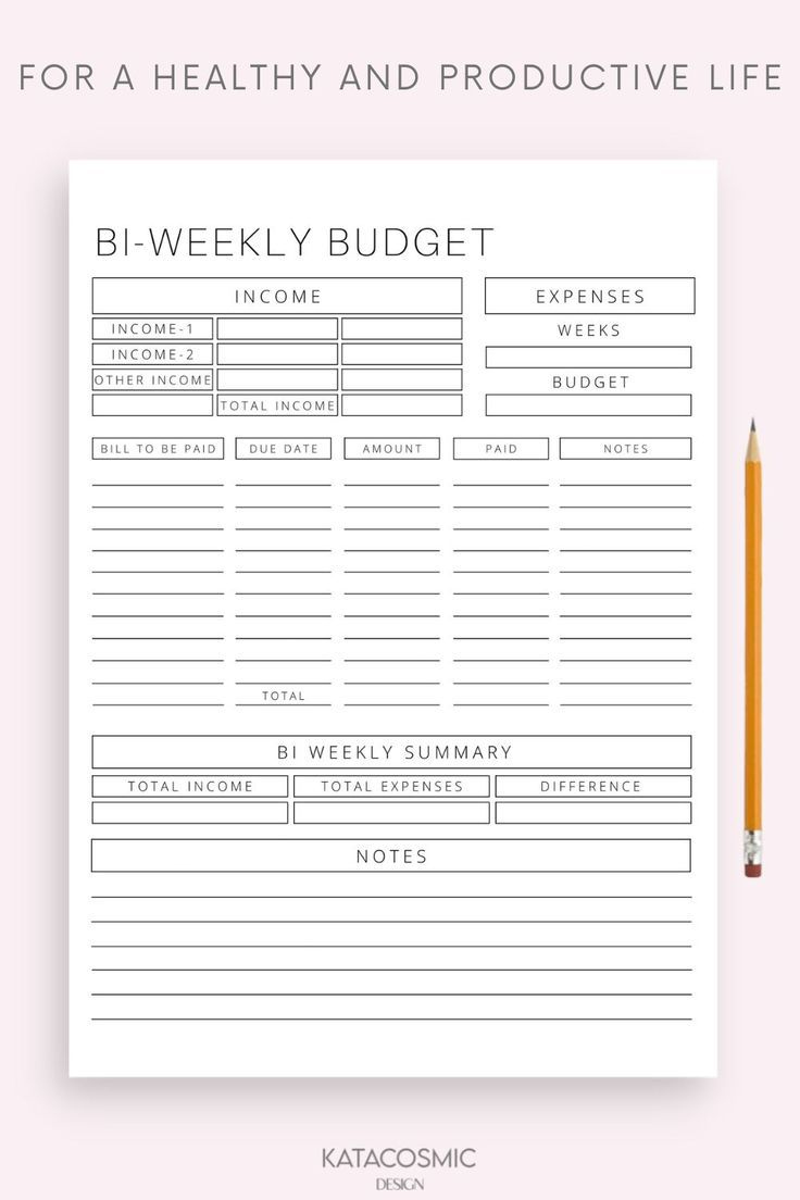 Bi-Weekly Budget Planner, Printable, Budgetbi-Weekly, Us with Free Printable Bi Weekly Budget Template