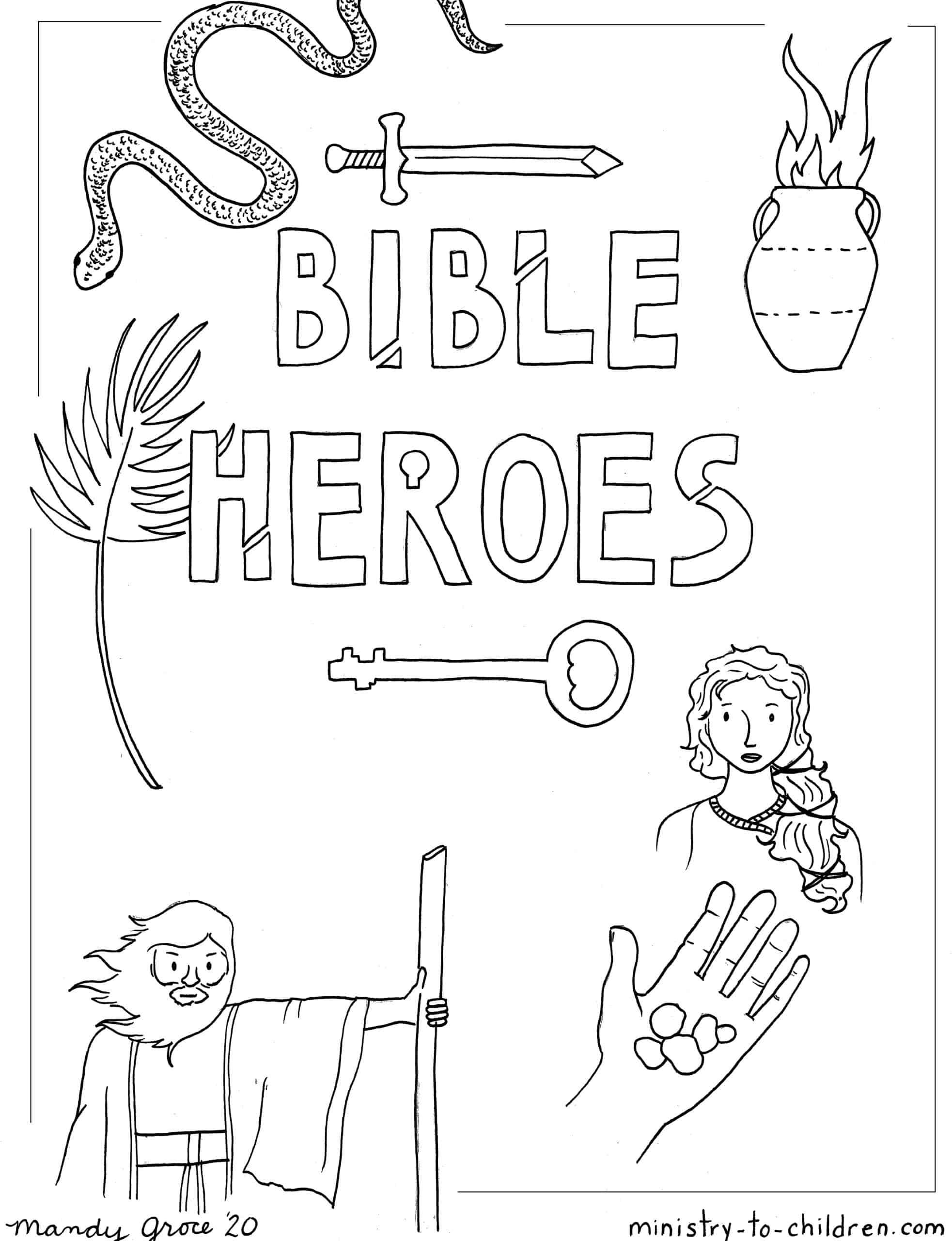 Bible Heroes Coloring Page - Ministry-To-Children throughout Free Printable Bible Characters Coloring Pages