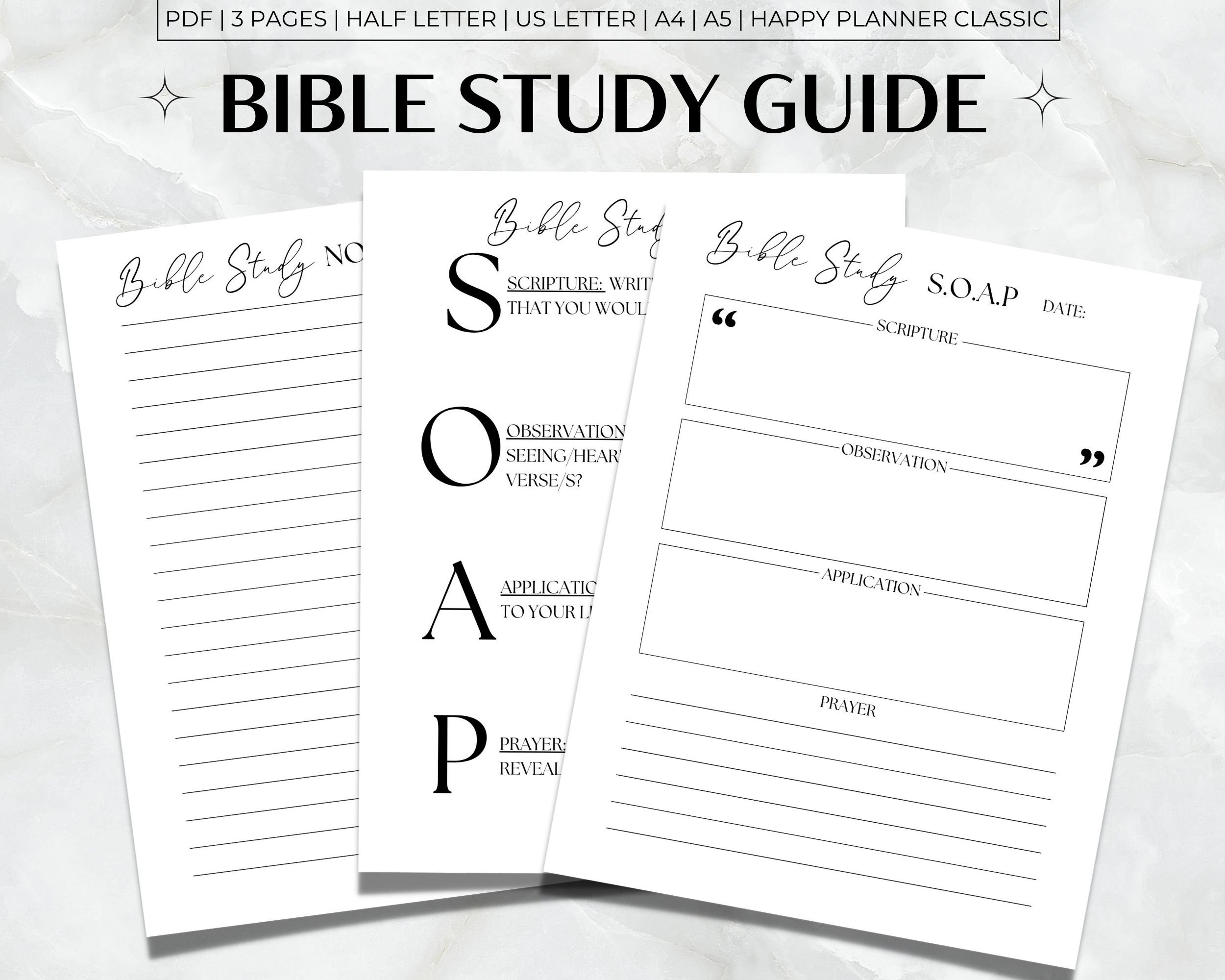 Bible Study Guide Printable, Soap Bible Study Template, Minimalist in Free Printable Bible Study Guides