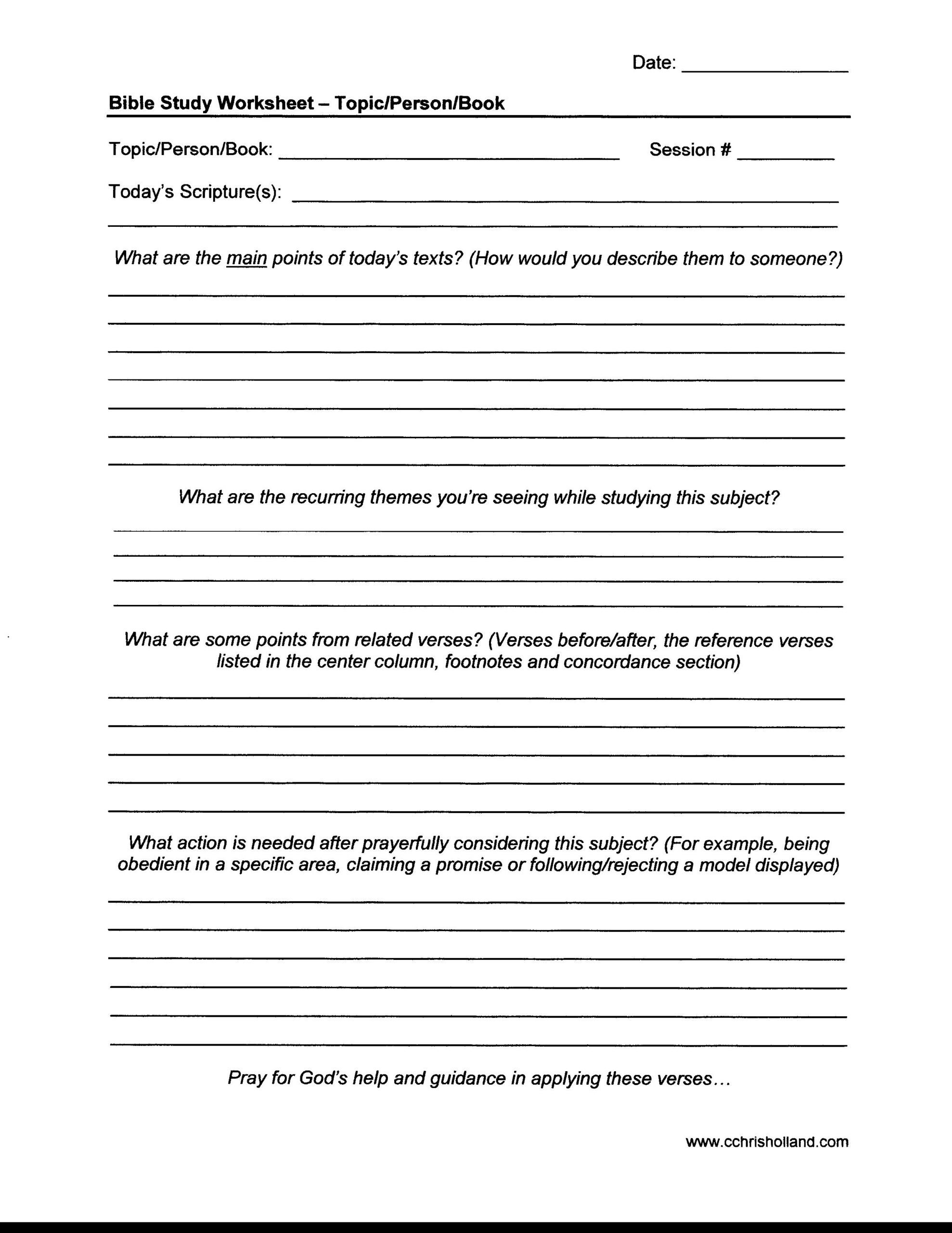 Bible Study Worksheets | Cchrisholland with Free Printable Bible Study Worksheets