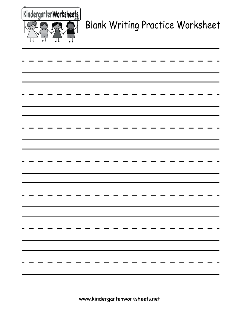 Blank Writing Practice Worksheet - Free Kindergarten English throughout Blank Handwriting Worksheets Printable Free