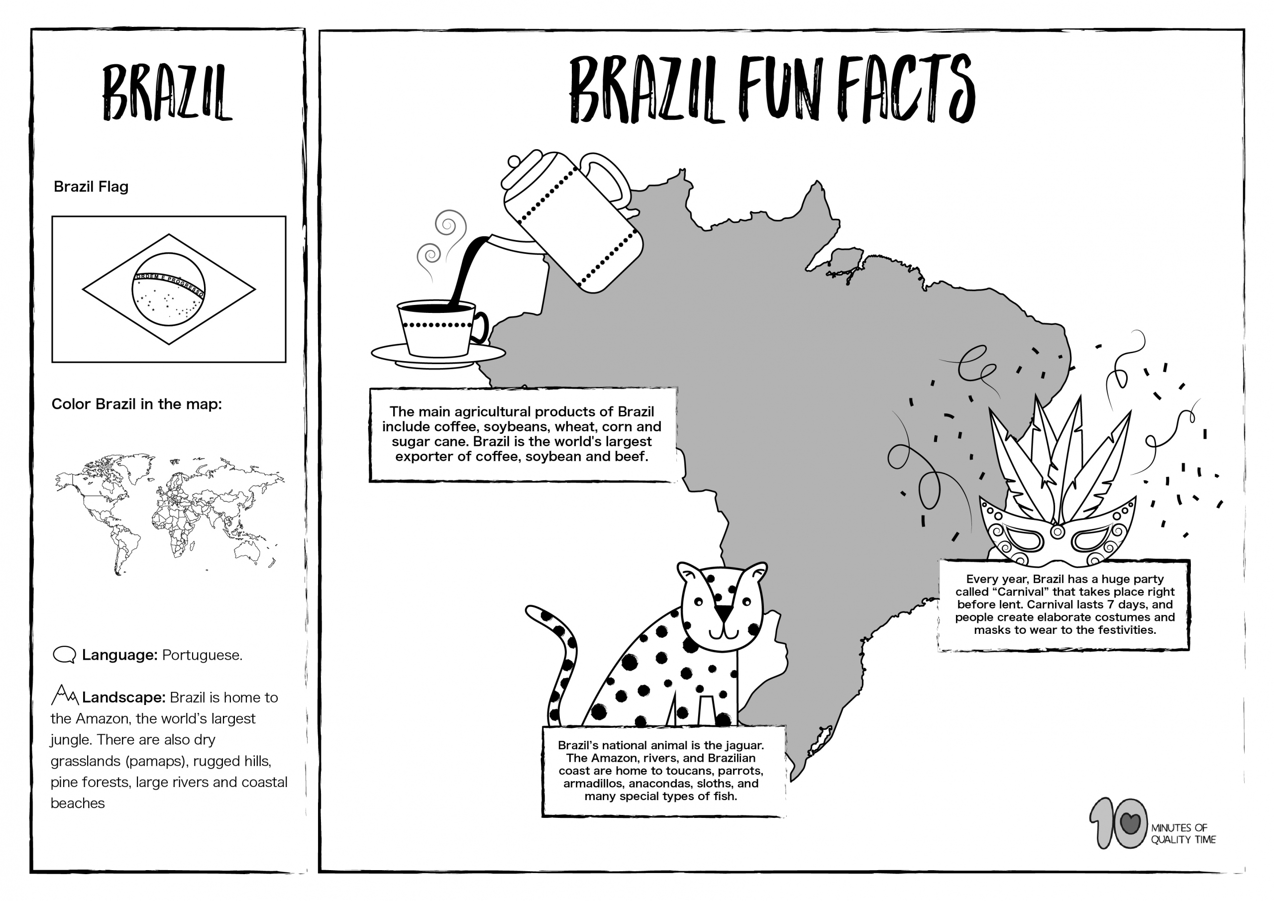 Brazil – Free Lesson Plan And Worksheets – 10 Minutes Of Quality Time intended for Brazil Worksheets Free Printables