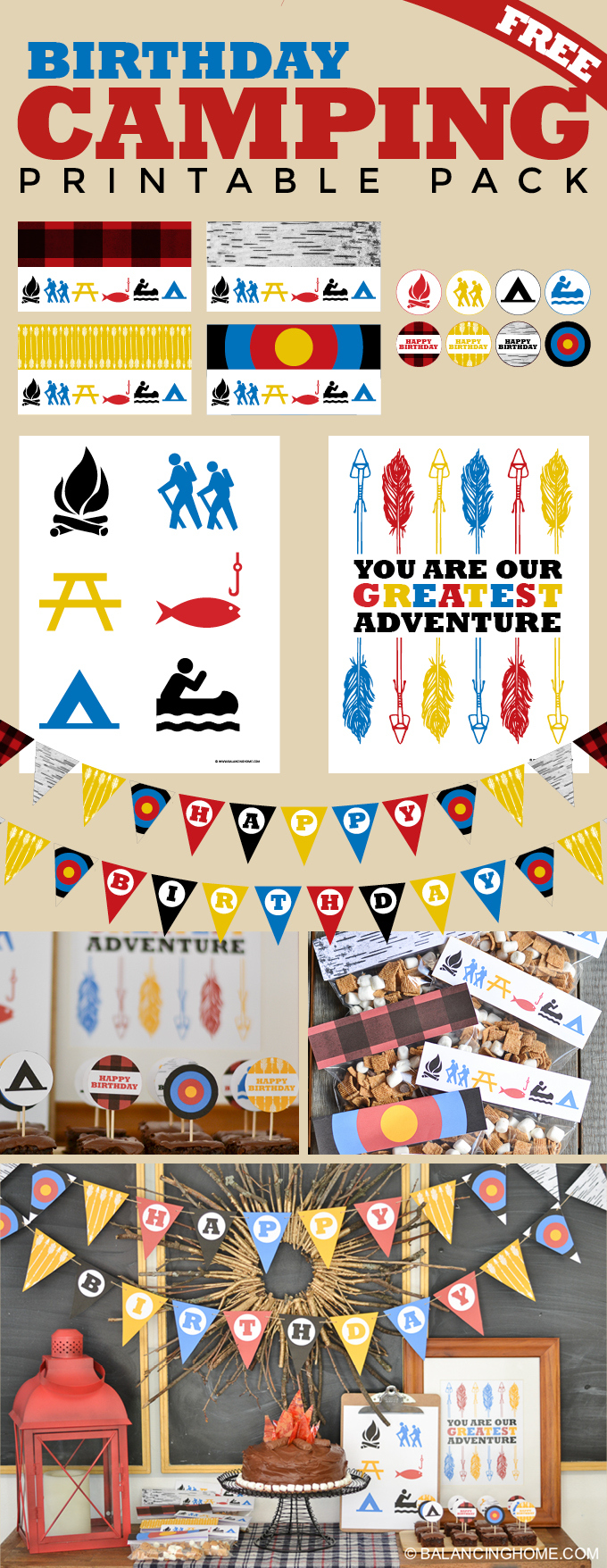 Camping Birthday Party Printables - Balancing Home regarding Free Camping Party Printables