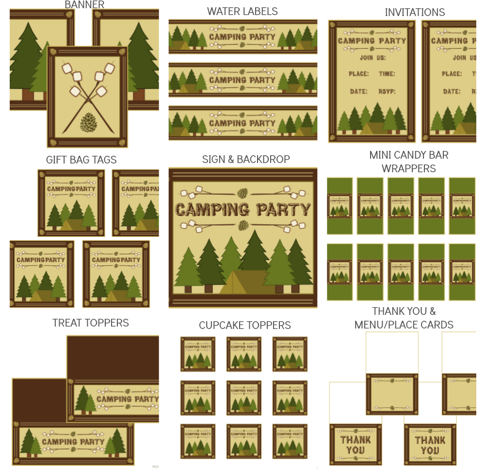 Camping Party Printables | Printabelle for Free Camping Party Printables