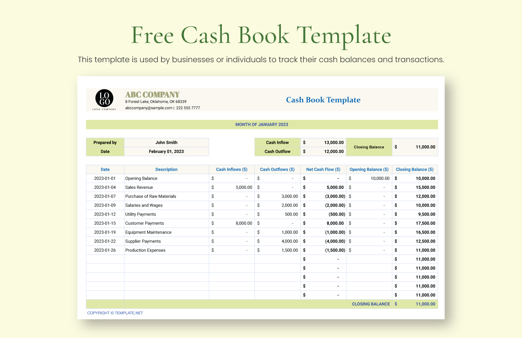 Cash Book Spreadsheet Template In Excel, Google Sheets - Download pertaining to Free Cash Book Template Printable