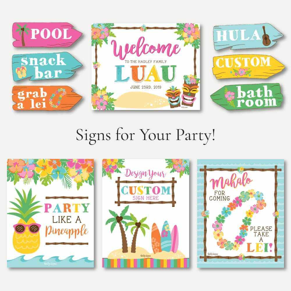 Celebration Circle Printable Luau Themed Party Kit Templates in Free Luau Printables