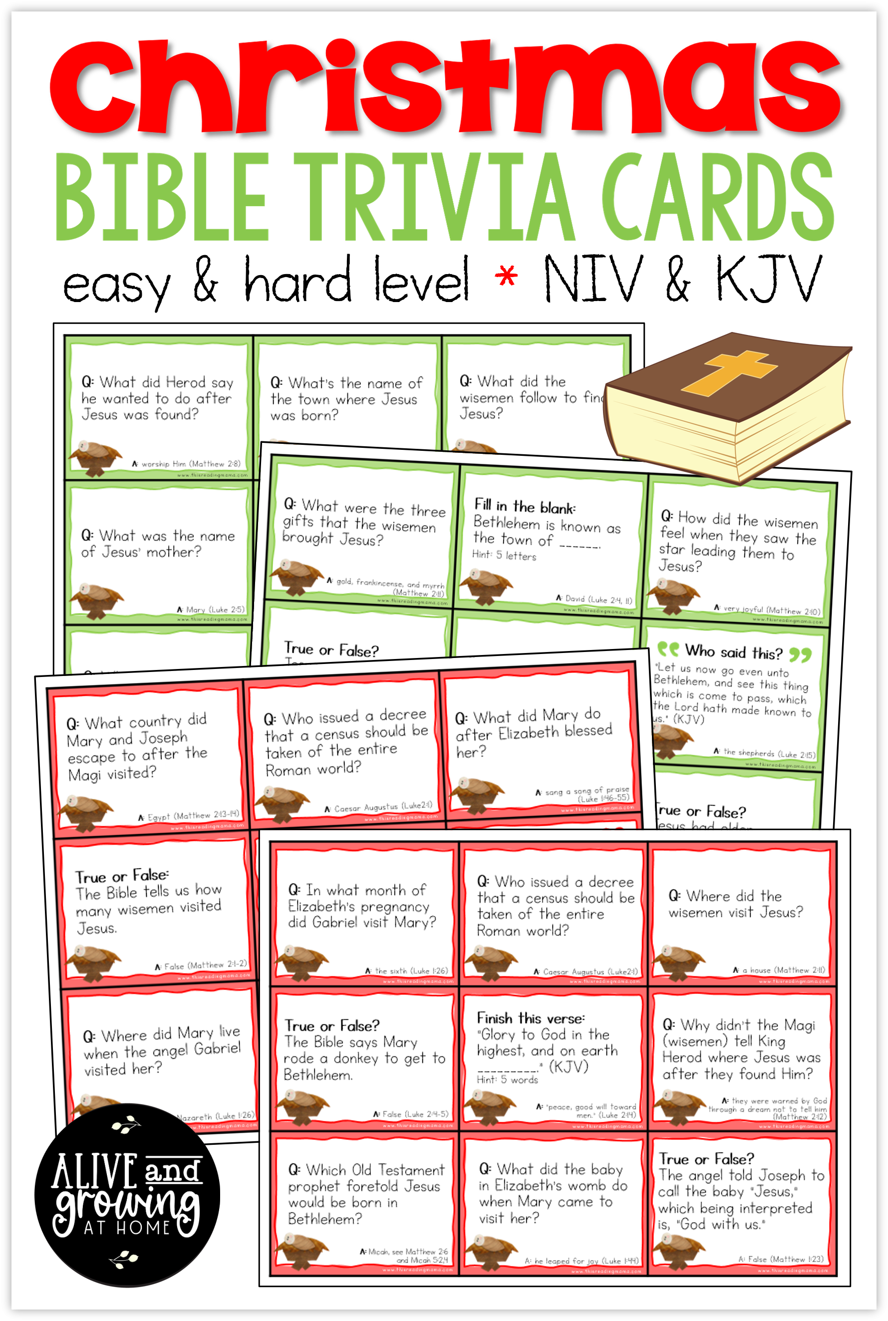 Christmas Bible Trivia Cards - Alive And Growing At Home with Free Printable Bible Trivia for Adults