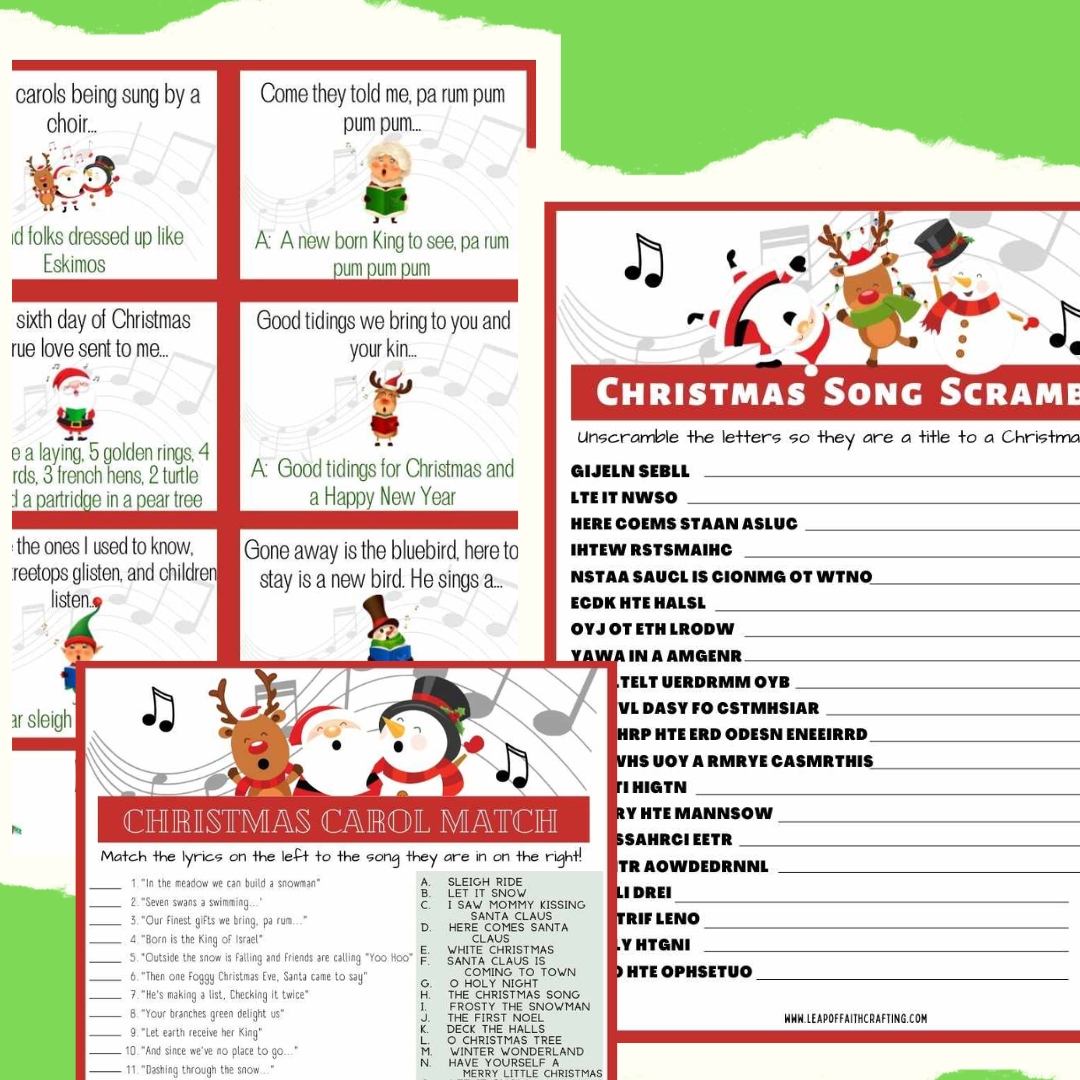 Christmas Song Games Printables: 8 Pages For Hours Of Fun! Story pertaining to Christmas Song Lyrics Game Free Printable