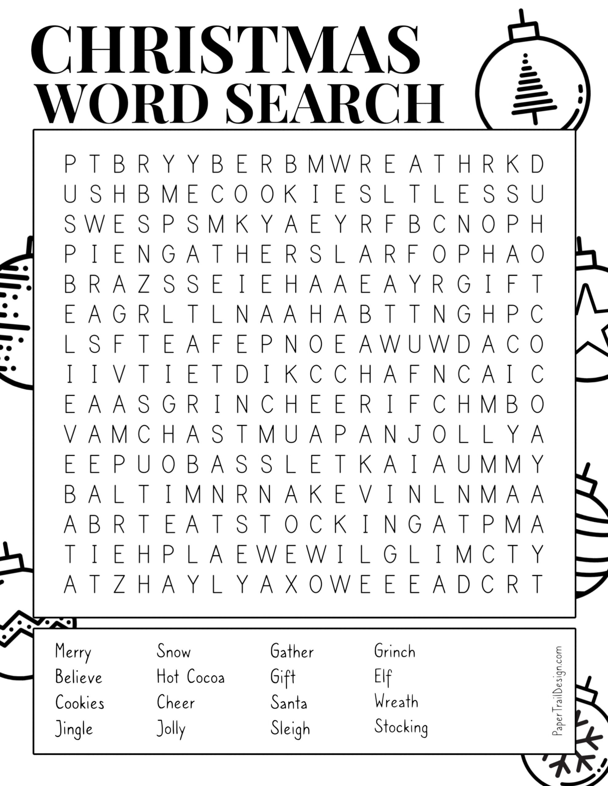 Christmas Word Search Printable - Paper Trail Design within Christmas Find a Word Printable Free